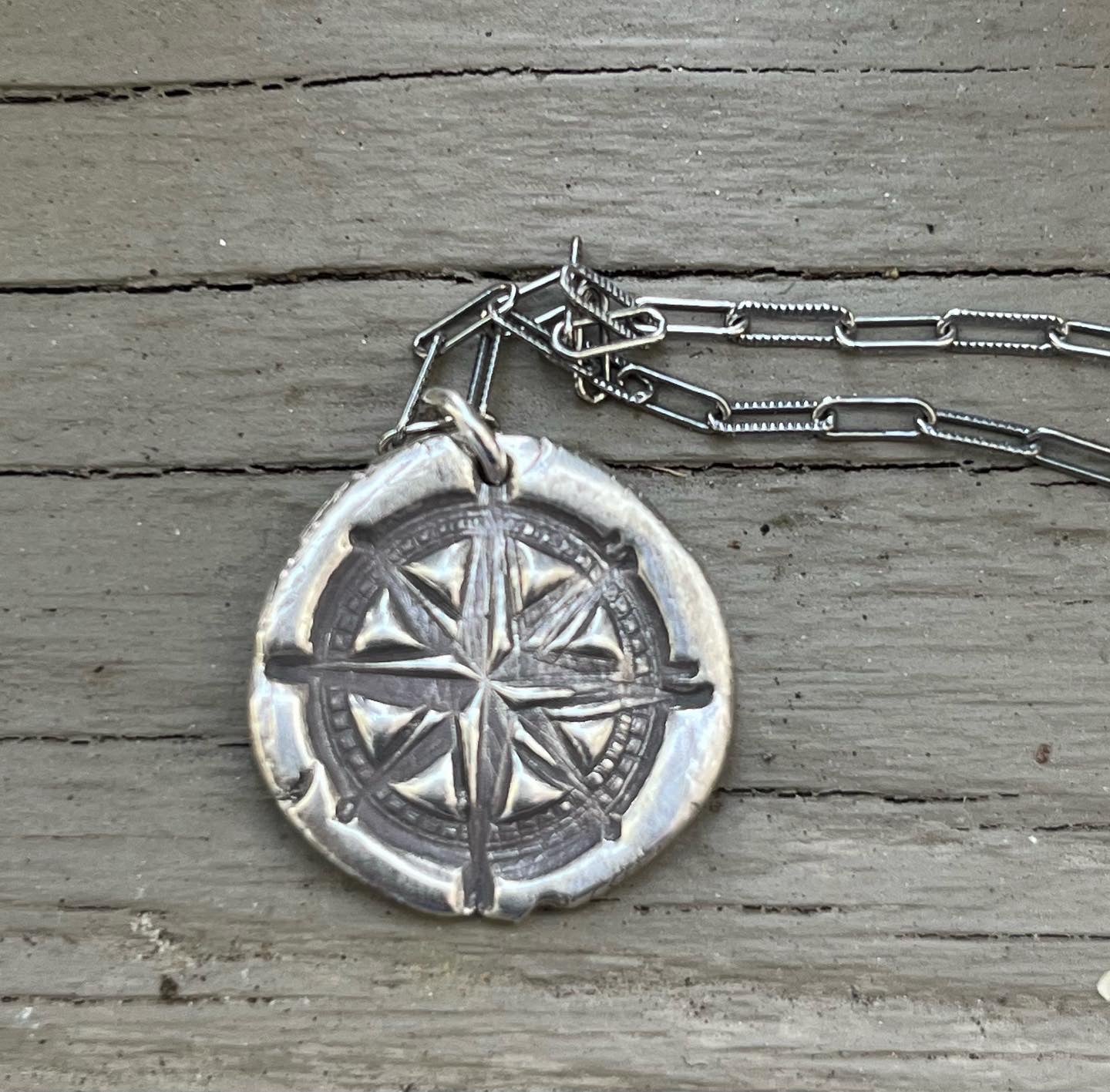 Handmade Vintage Inspired Silver Compass & Iolite Necklace