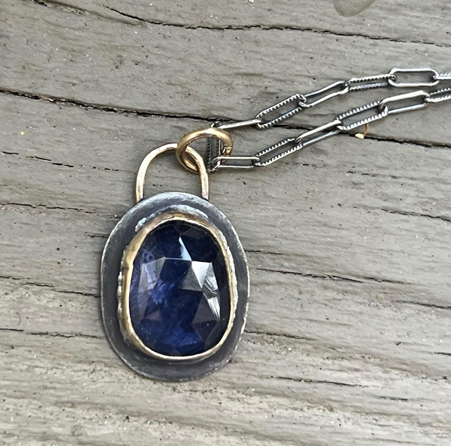 Handmade Vintage Inspired Silver Compass & Iolite Necklace