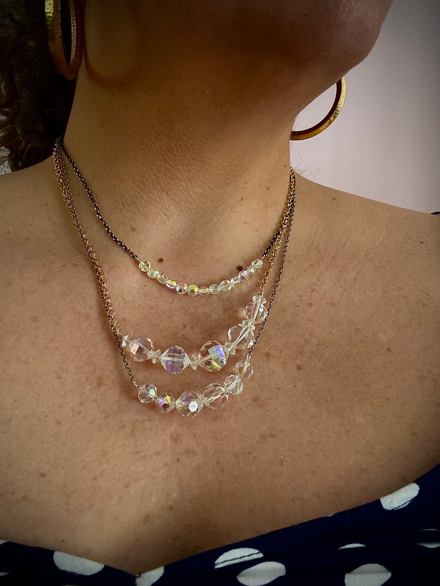 Crystal Necklace - Upcycled 1950 Beaded Necklace