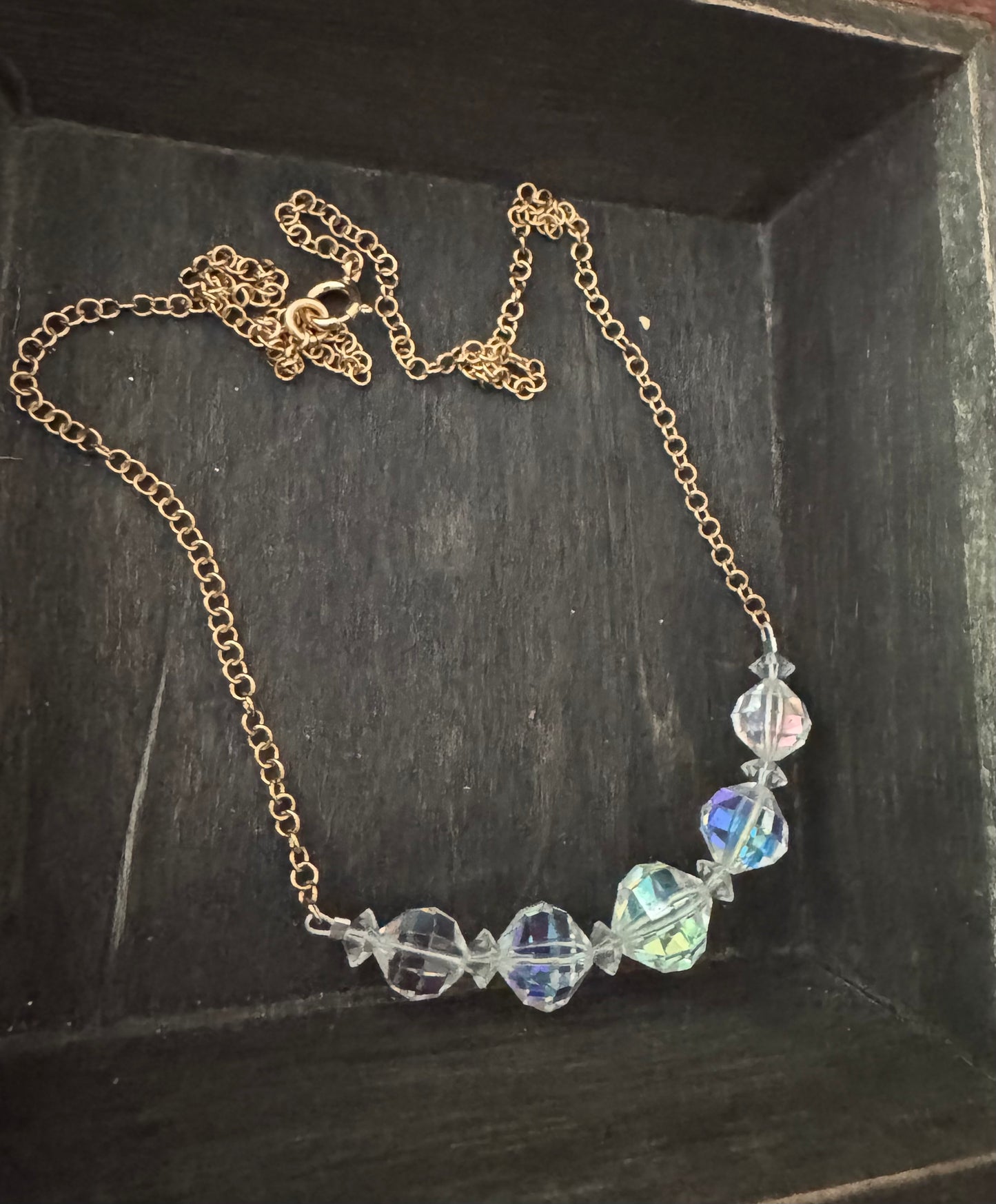 Crystal Necklace - Upcycled 1950 Beaded Necklace