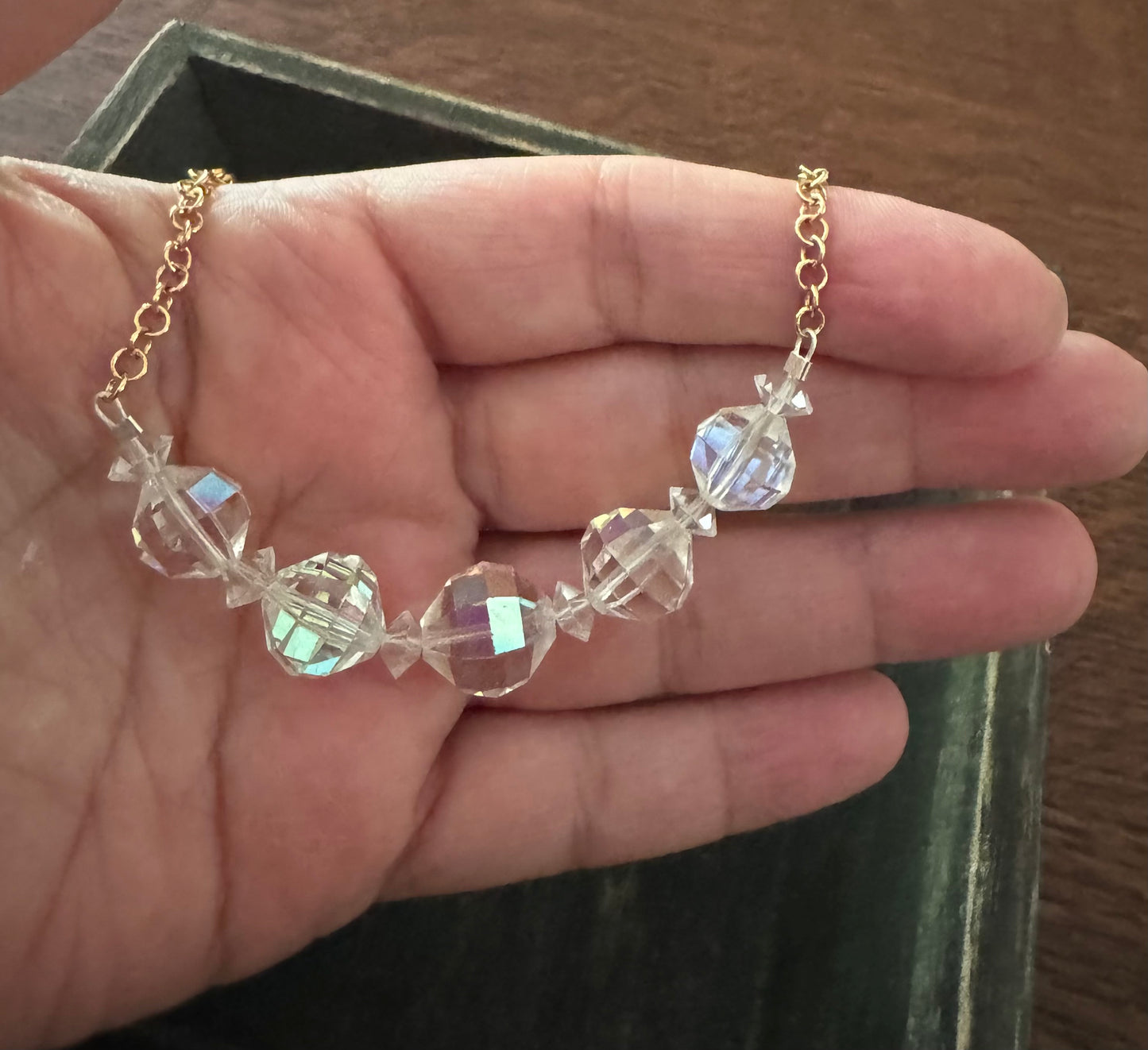 Crystal Necklace - Upcycled 1950 Beaded Necklace