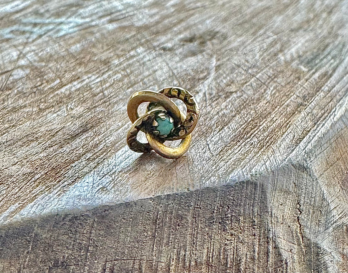 Antique Gold Opal Lovers Knot Single Stud Earring