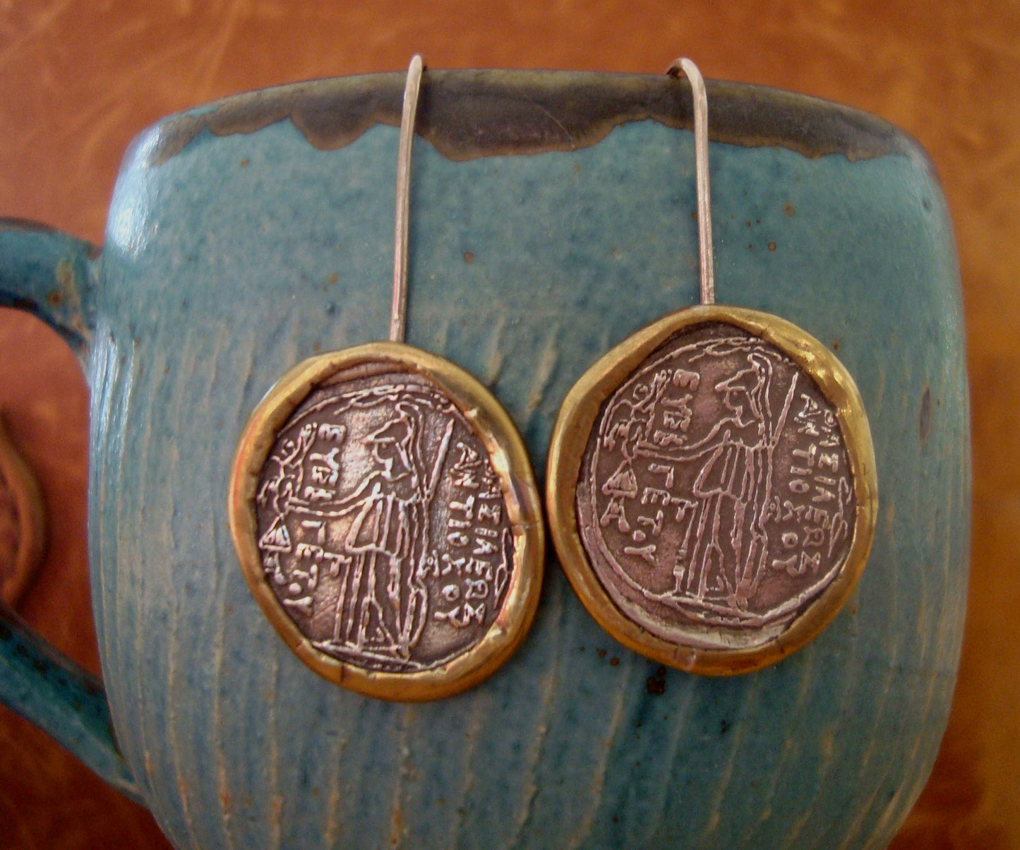 Handmade Mixed Metal Replica Coin Earrings