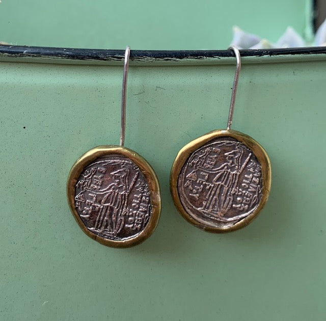 Handmade Mixed Metal Replica Coin Earrings