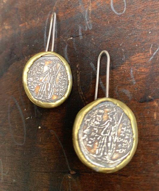 Handmade Mixed Metal Replica Coin Earrings