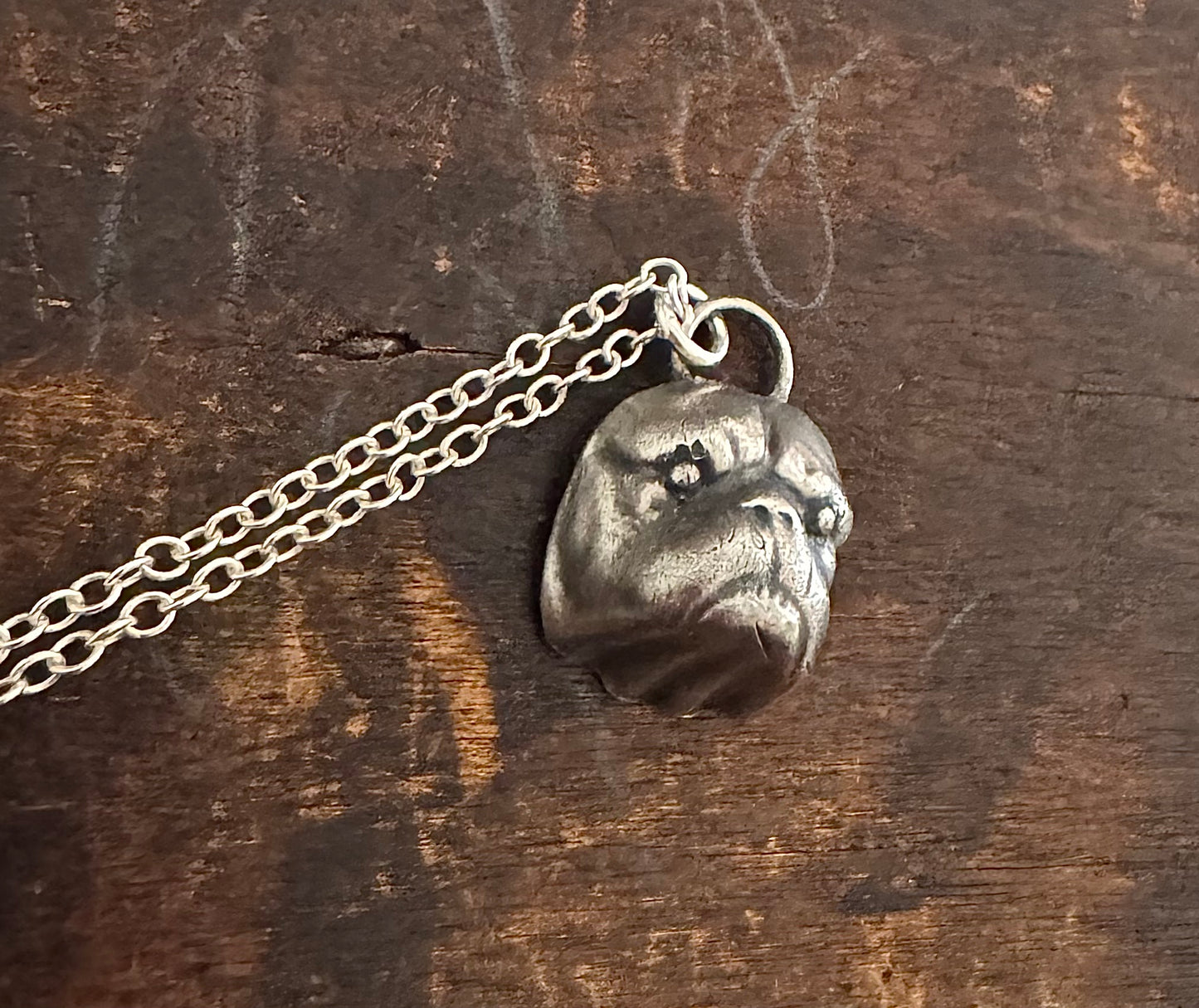 Pure Silver Bulldog Necklace