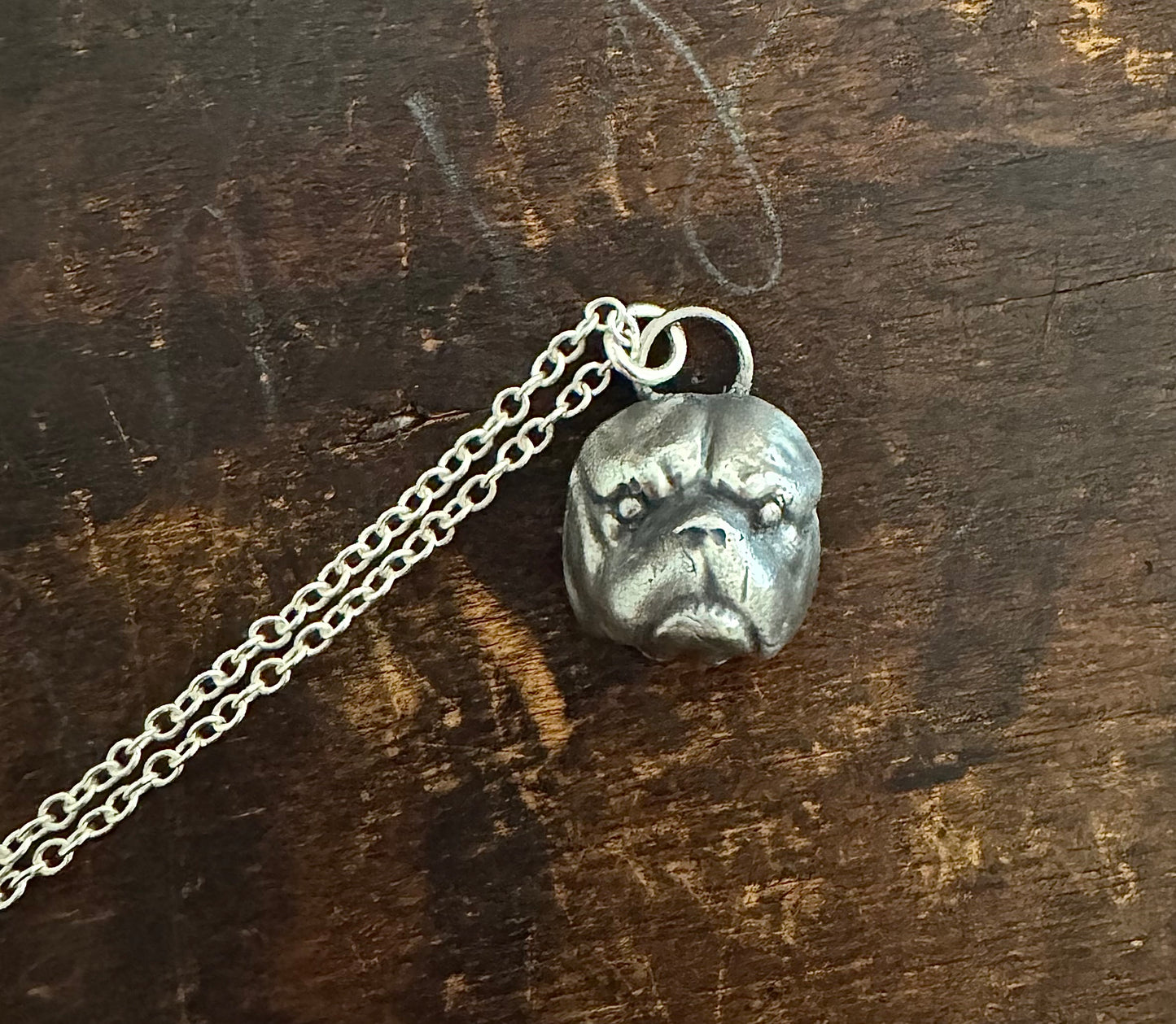 Pure Silver Bulldog Necklace