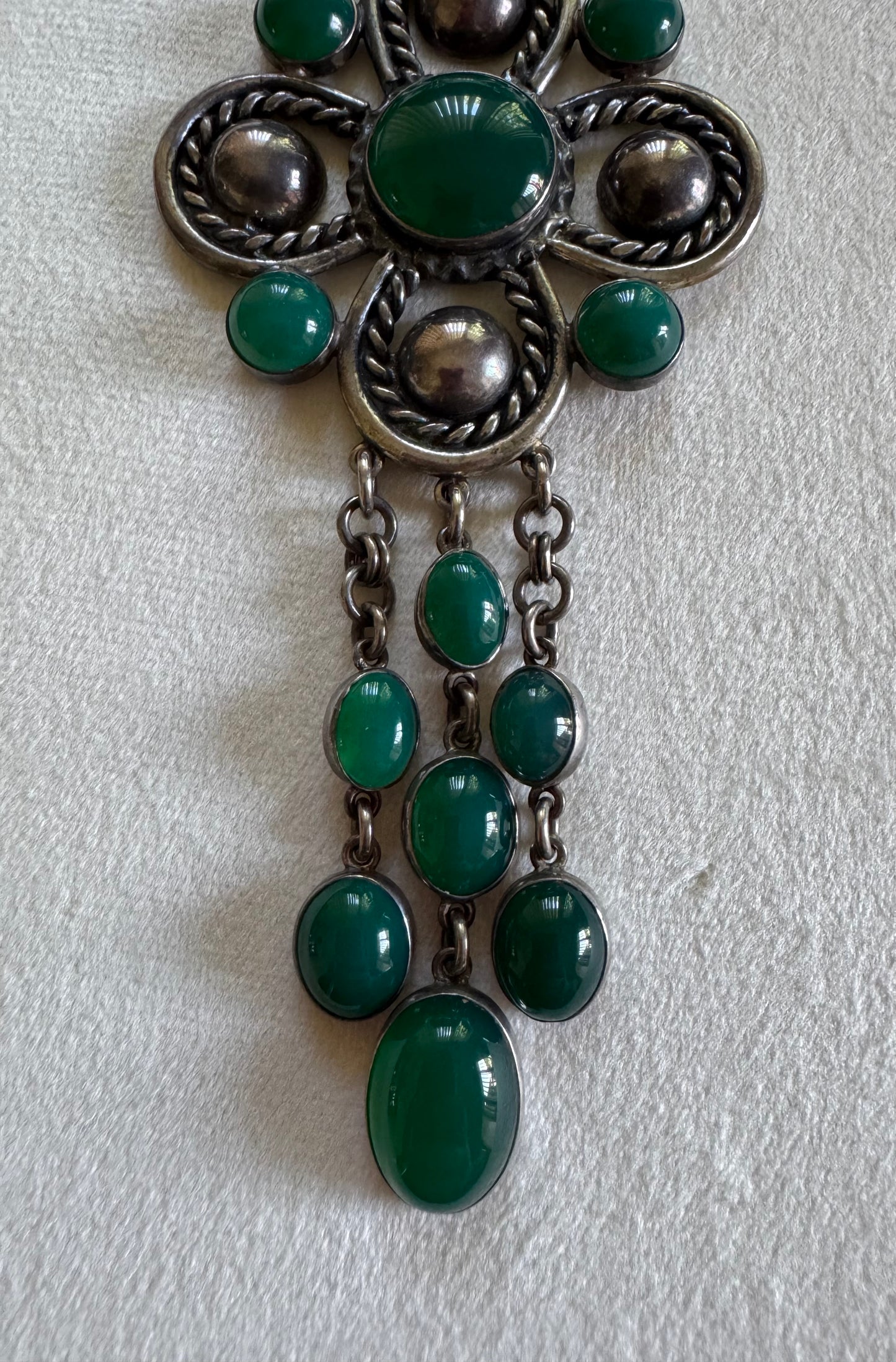 Sterling Silver & Chrysoprase Statement Necklace