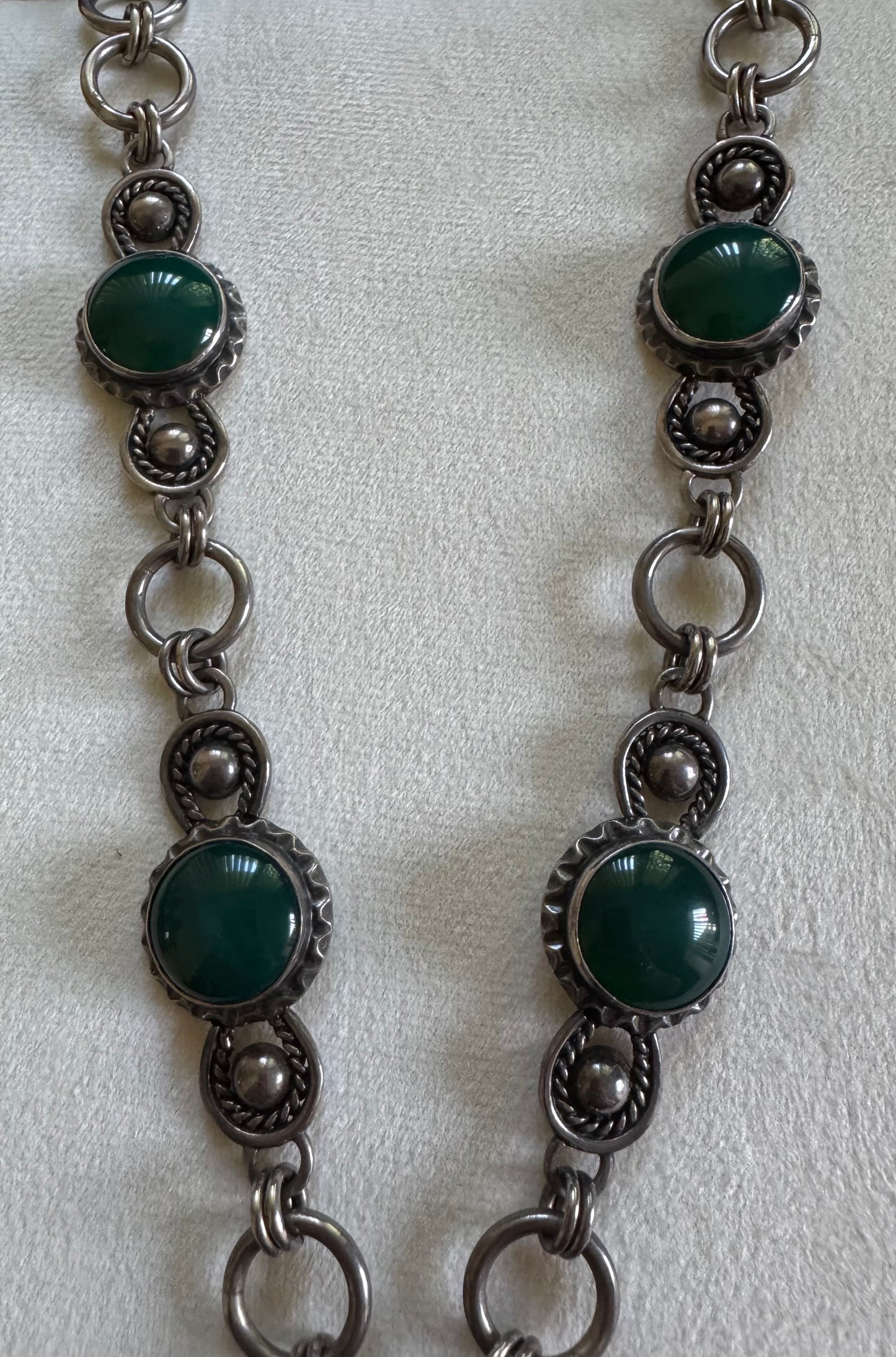 Sterling Silver & Chrysoprase Statement Necklace