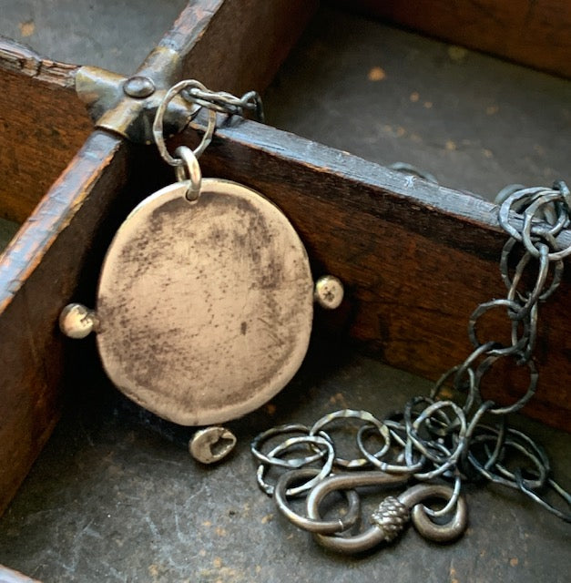 Handmade Antique Inspired Silver Coin Necklace with 24kt Gold