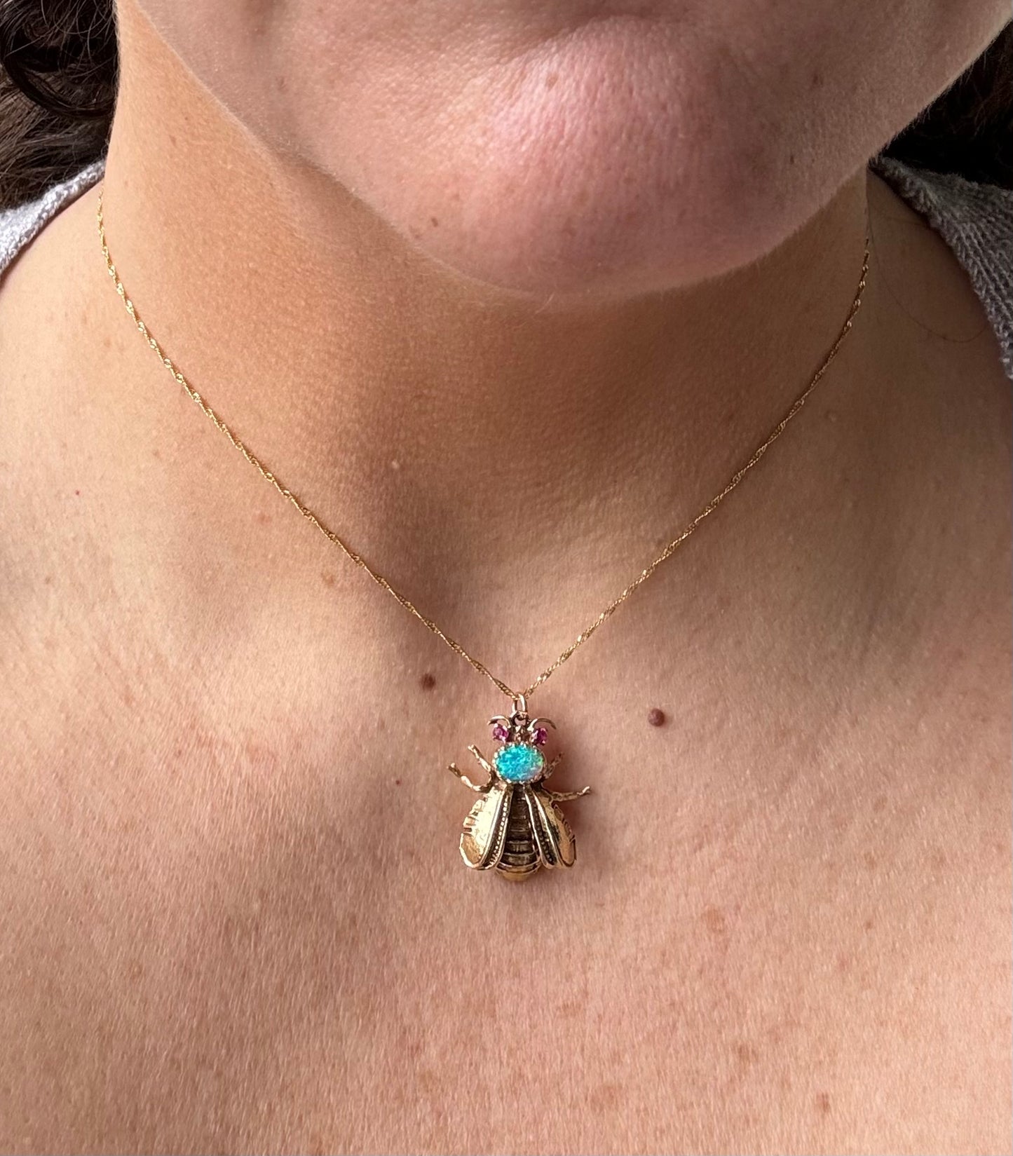 Vintage Conversion 14k Gold Bee Necklace
