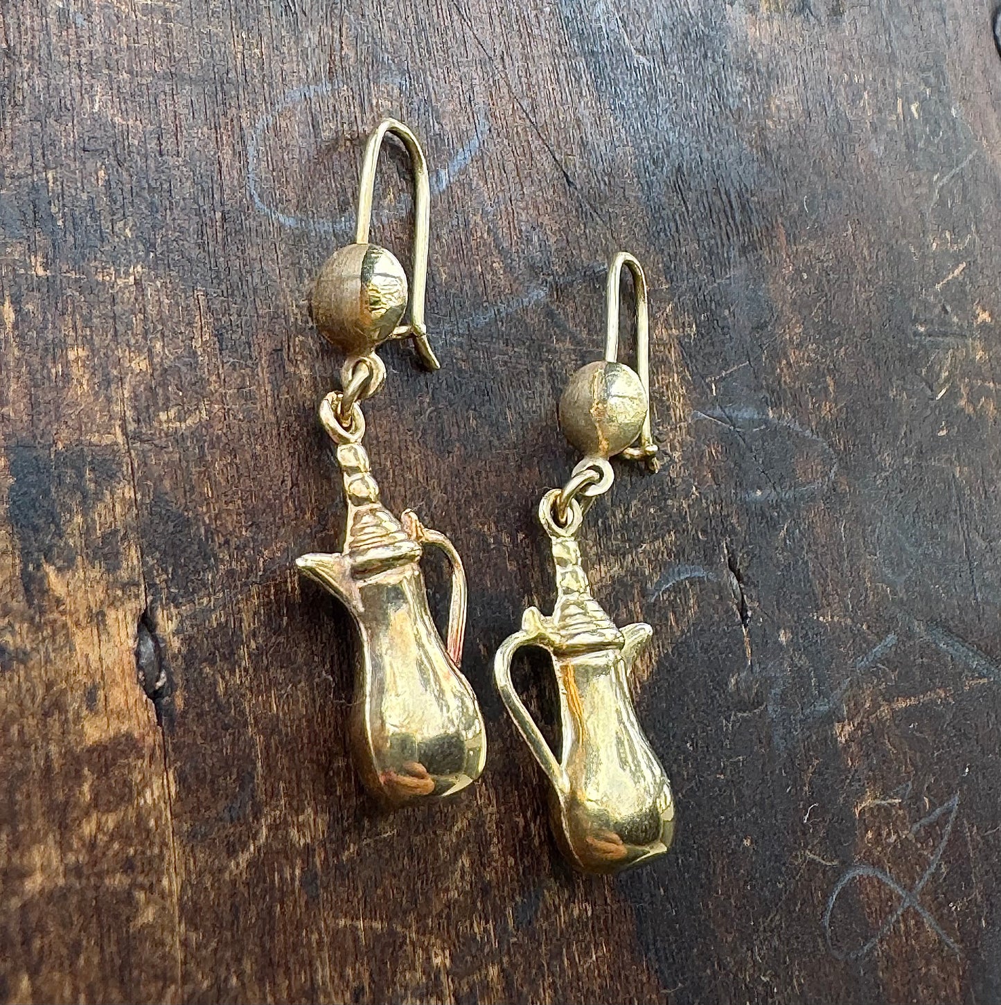 Gold Jordanian Coffee Vessel Earrings