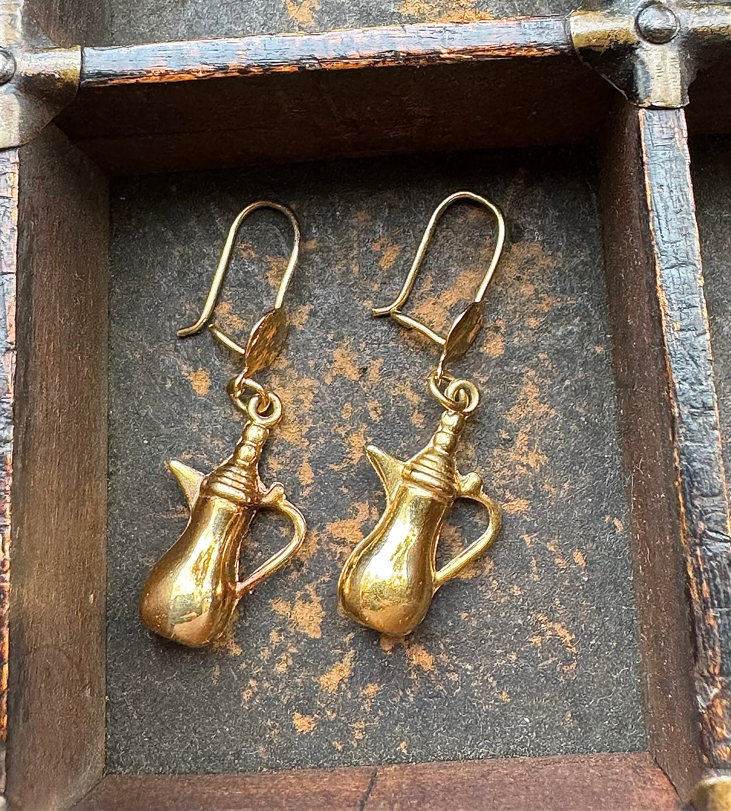 Gold Jordanian Coffee Vessel Earrings