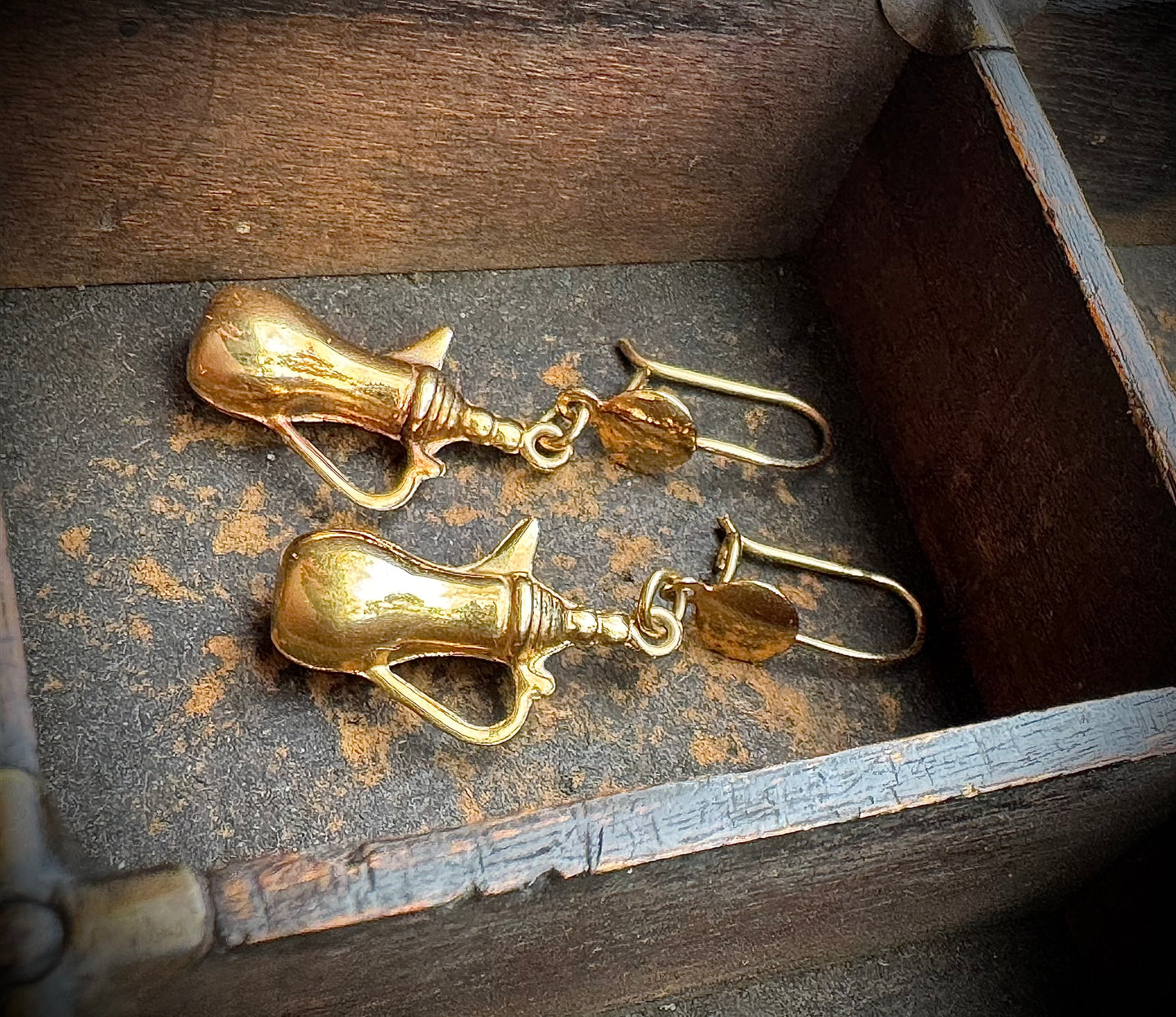 Gold Jordanian Coffee Vessel Earrings