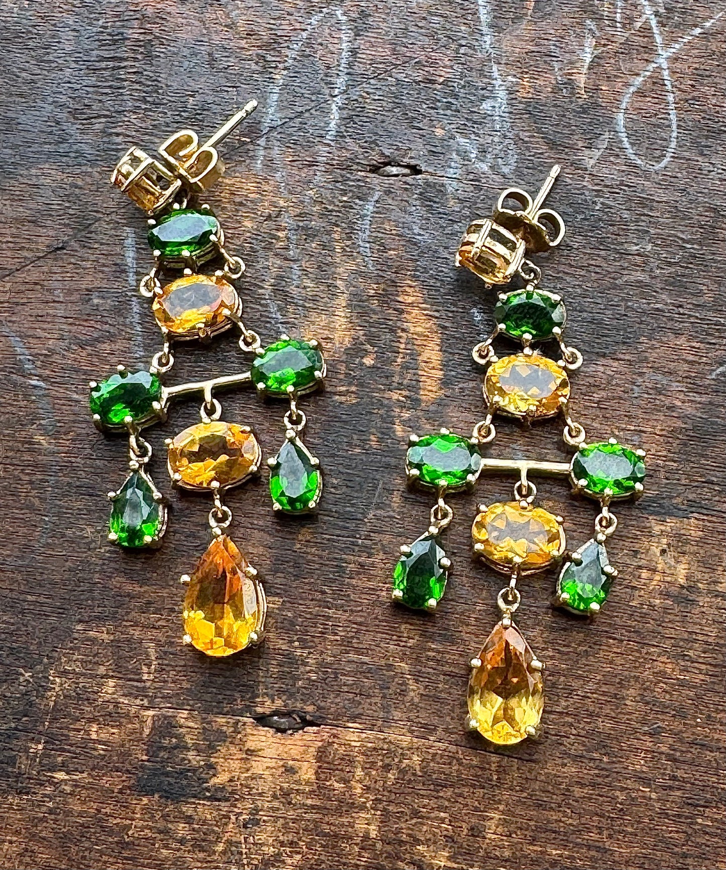 Chandelier Earrings-Vintage Peridot and Citrine Earrings