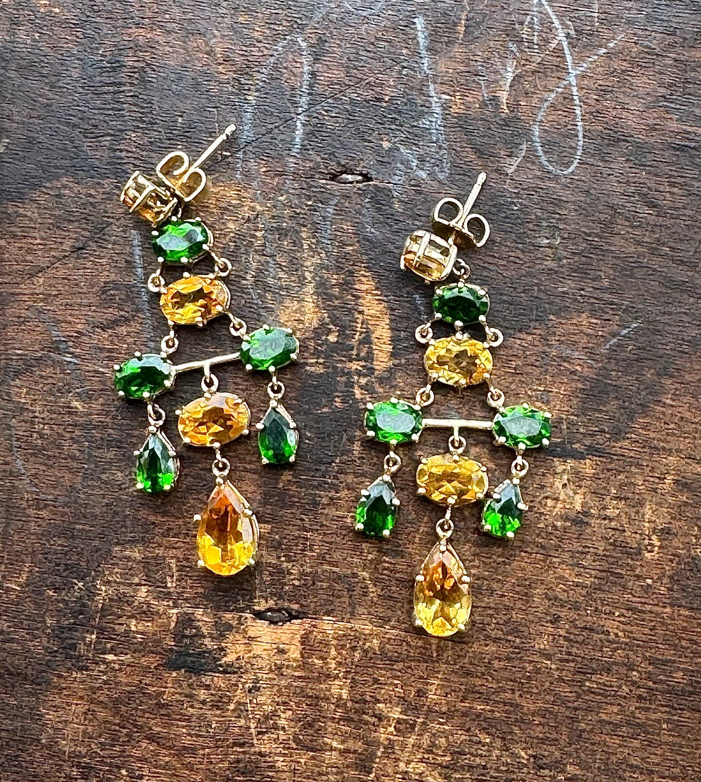 Chandelier Earrings-Vintage Peridot and Citrine Earrings