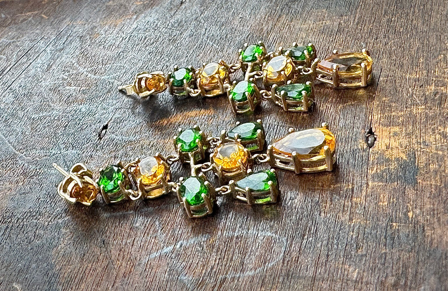 Chandelier Earrings-Vintage Peridot and Citrine Earrings