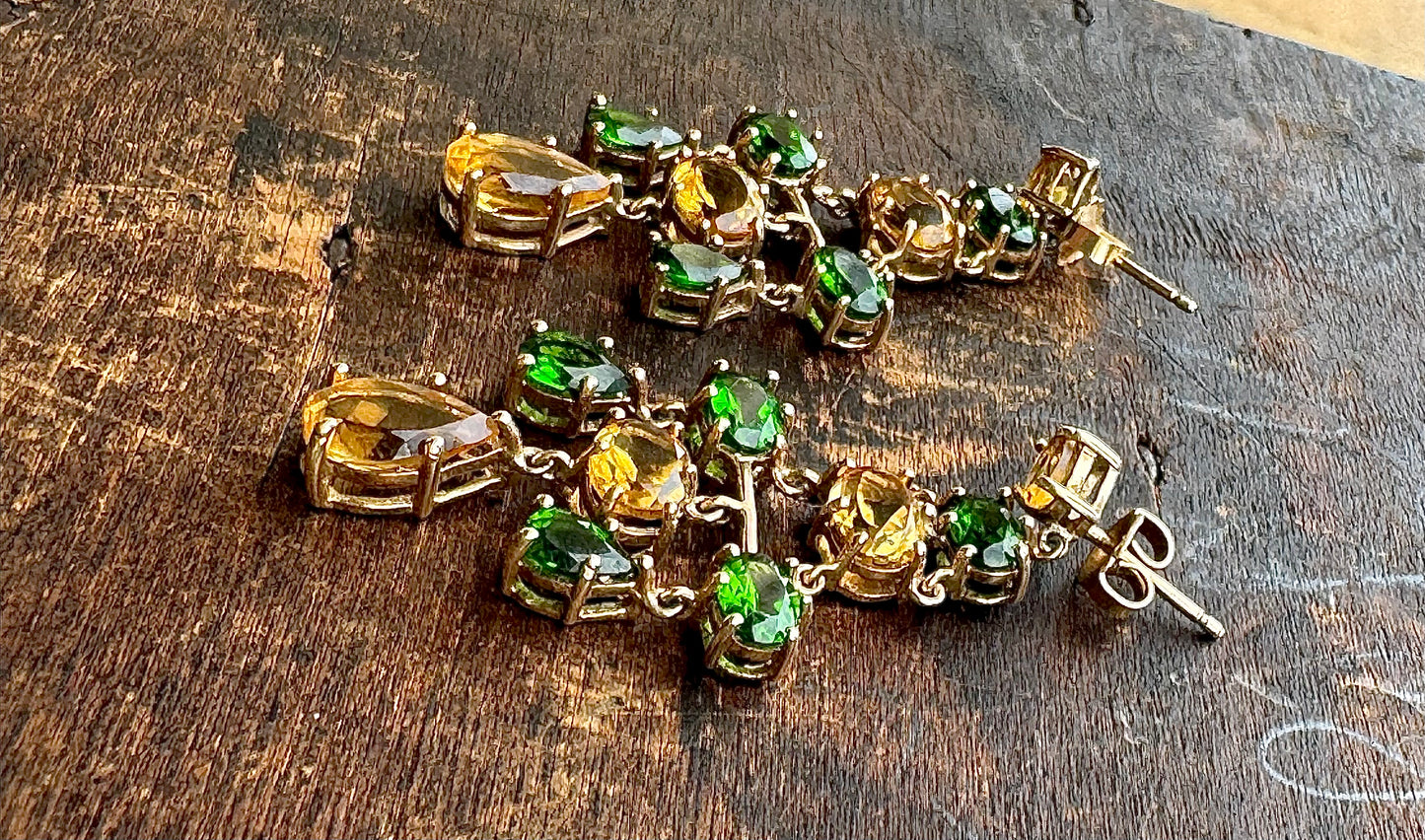Chandelier Earrings-Vintage Peridot and Citrine Earrings