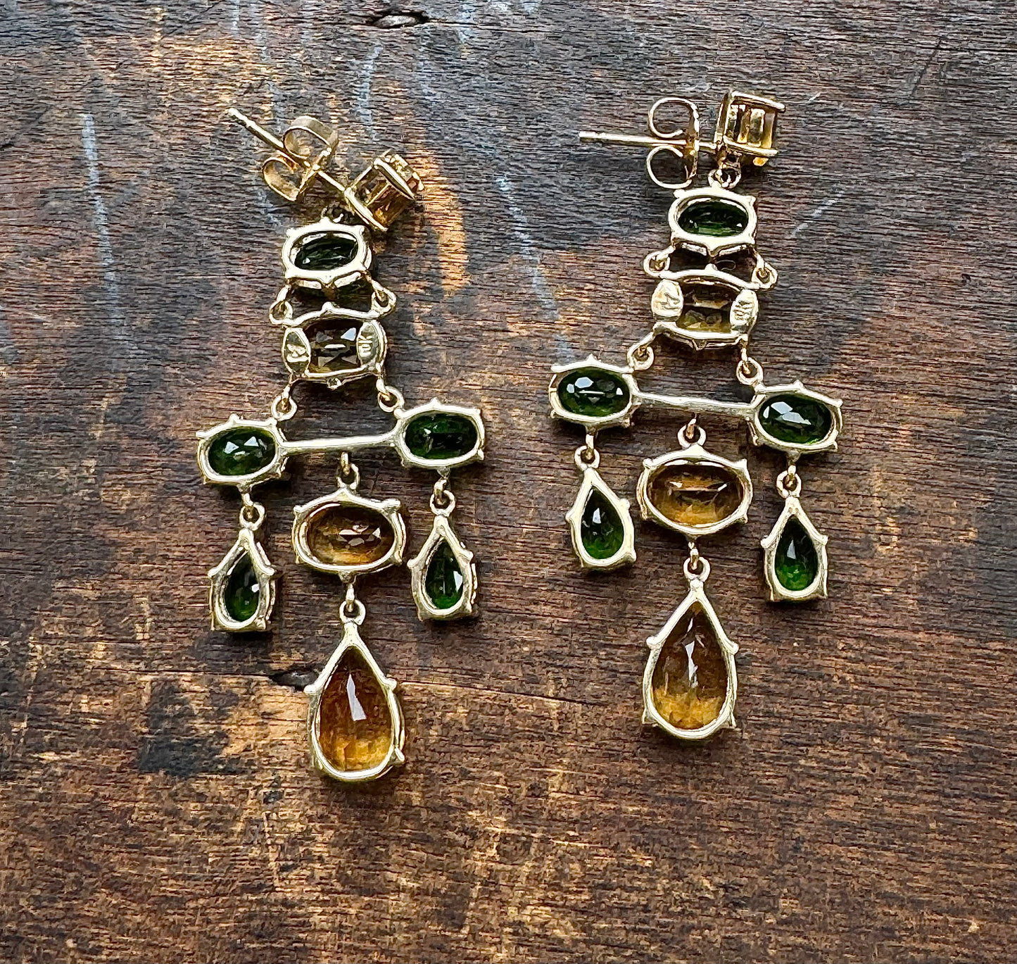 Chandelier Earrings-Vintage Peridot and Citrine Earrings