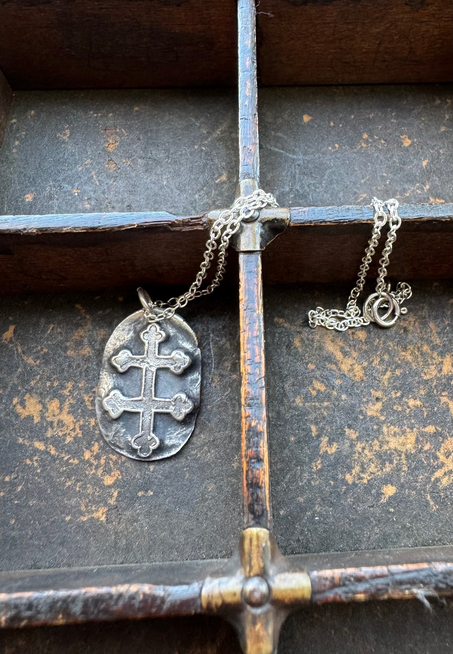 French Resistance Cross of Lorraine Pure Silver Reproduction Necklace