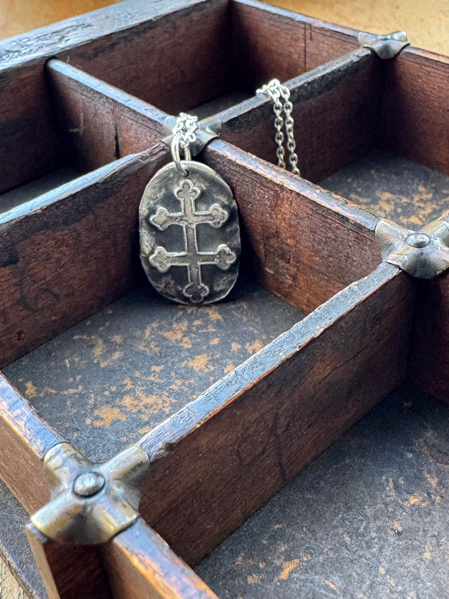 French Resistance Cross of Lorraine Pure Silver Reproduction Necklace