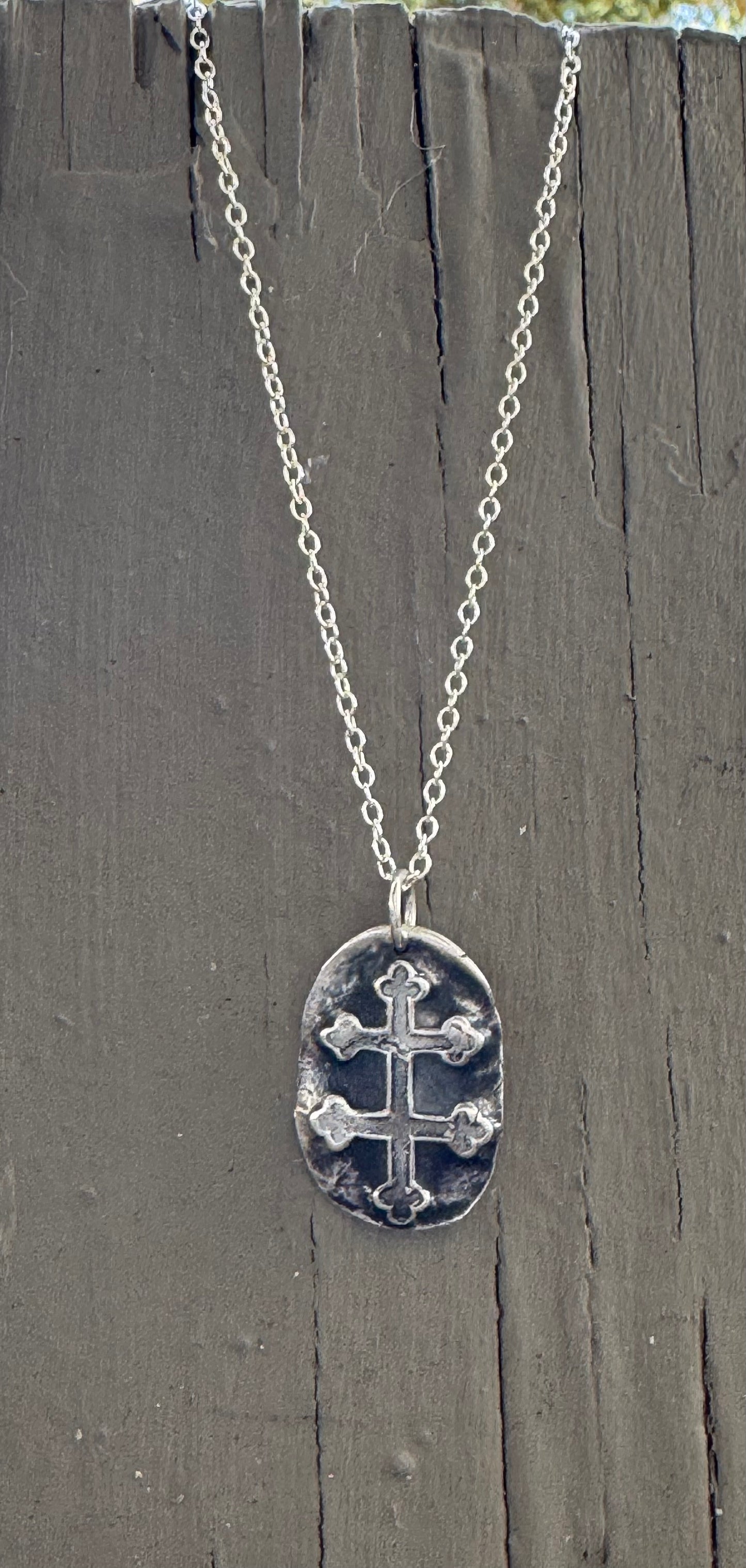 French Resistance Cross of Lorraine Pure Silver Reproduction Necklace