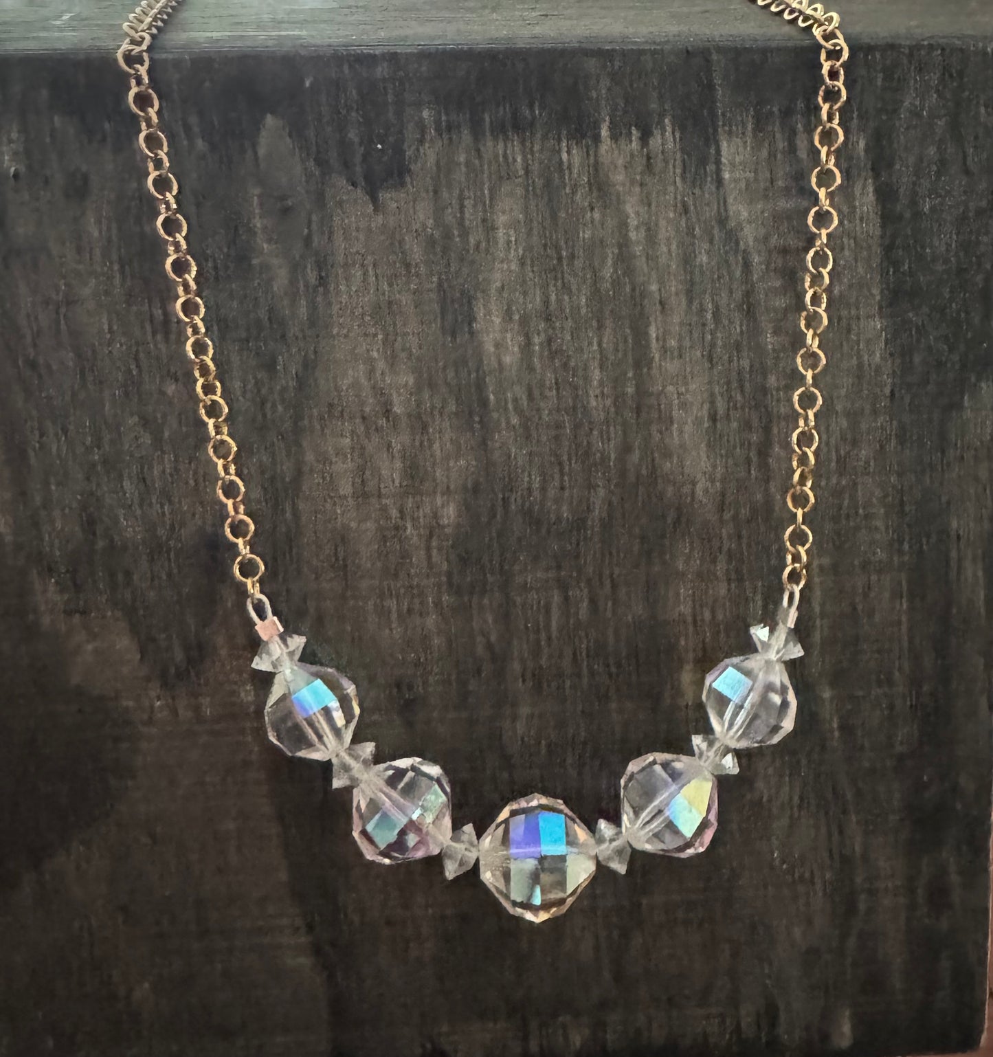 Crystal Necklace - Upcycled 1950 Beaded Necklace