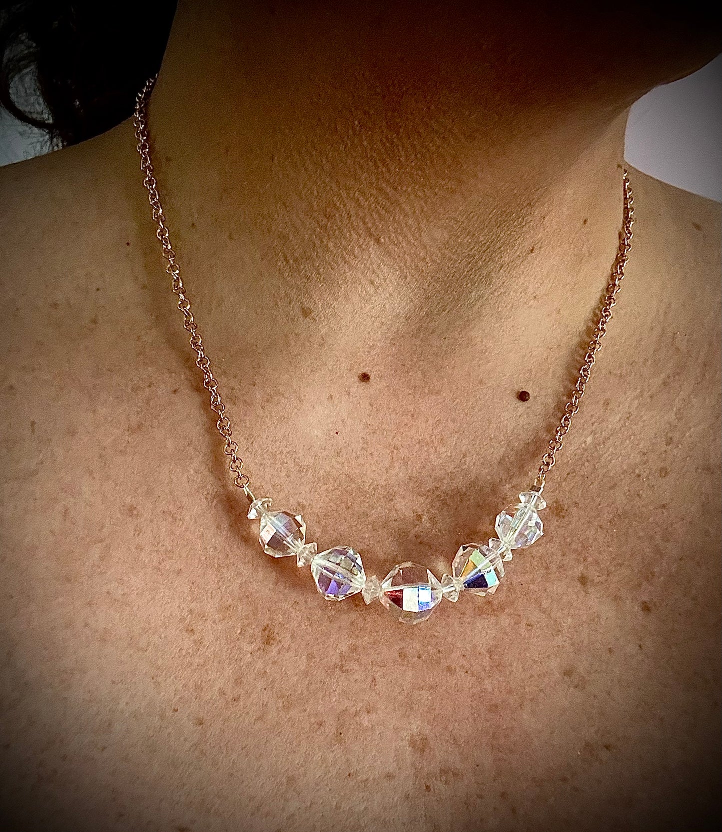 Crystal Necklace - Upcycled 1950 Beaded Necklace