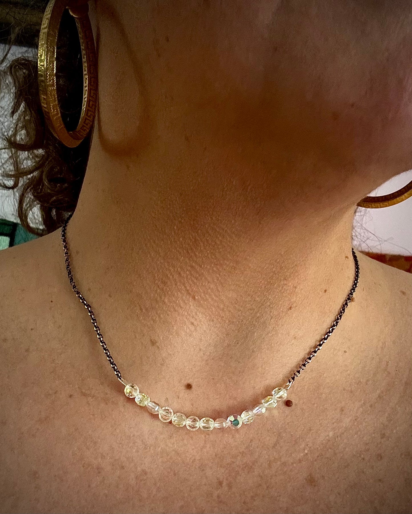 Crystal Necklace - Upcycled 1950 Beaded Necklace