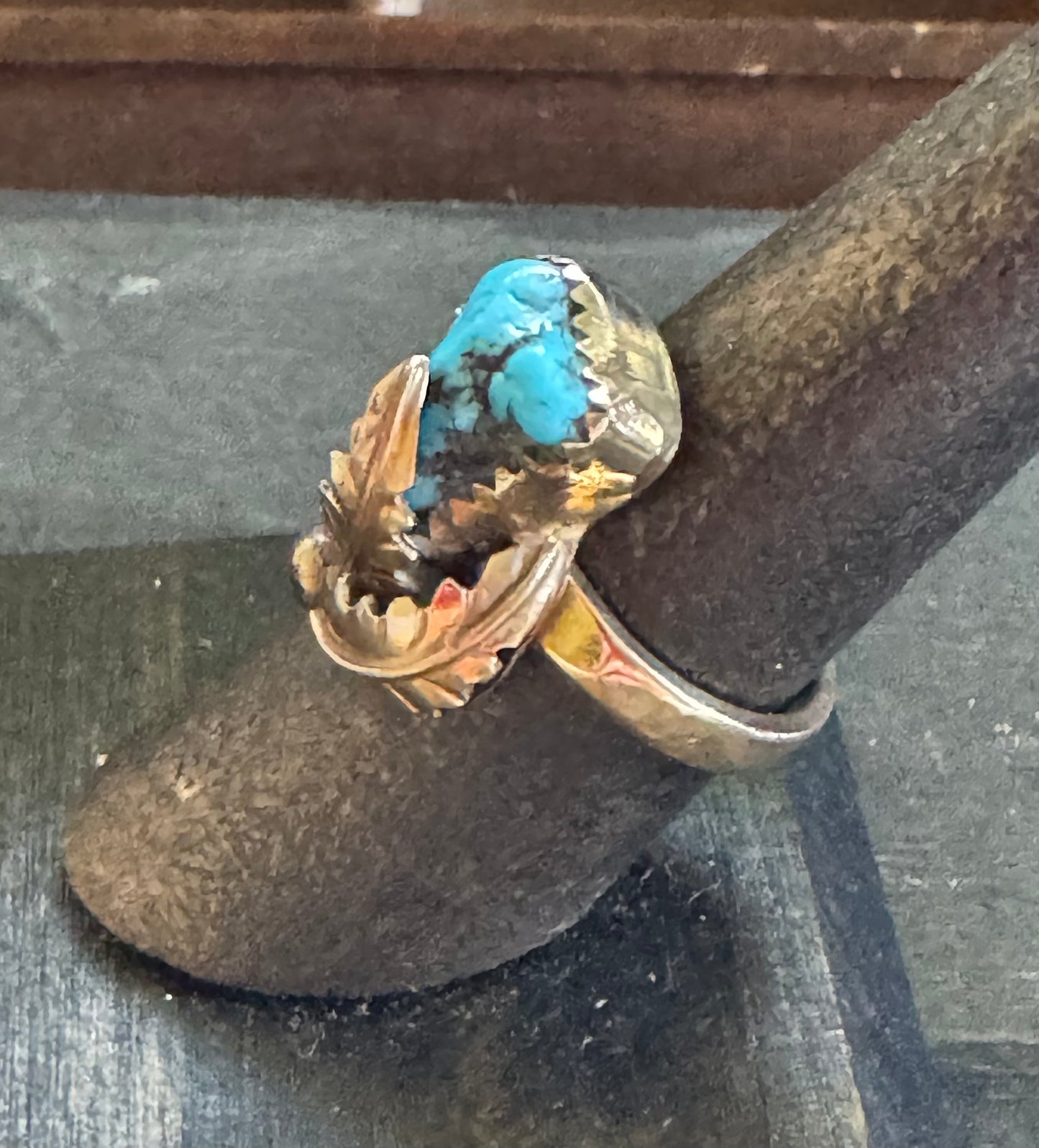 Turquoise Ring-Handmade 4 Hills Turquoise Gold-Fill Ring
