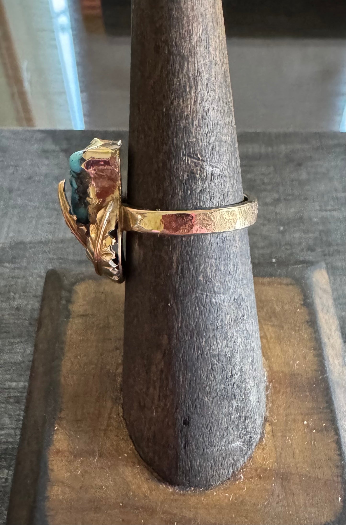 Turquoise Ring-Handmade 4 Hills Turquoise Gold-Fill Ring