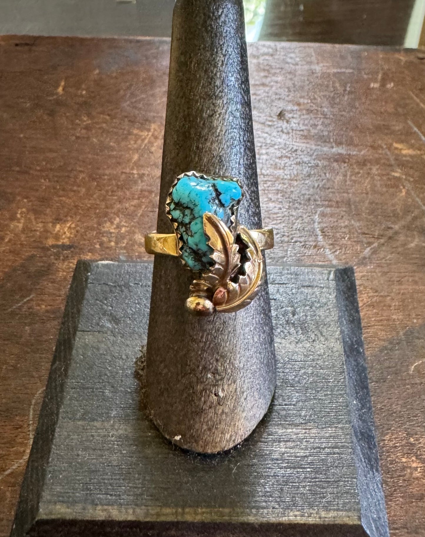 Turquoise Ring-Handmade 4 Hills Turquoise Gold-Fill Ring