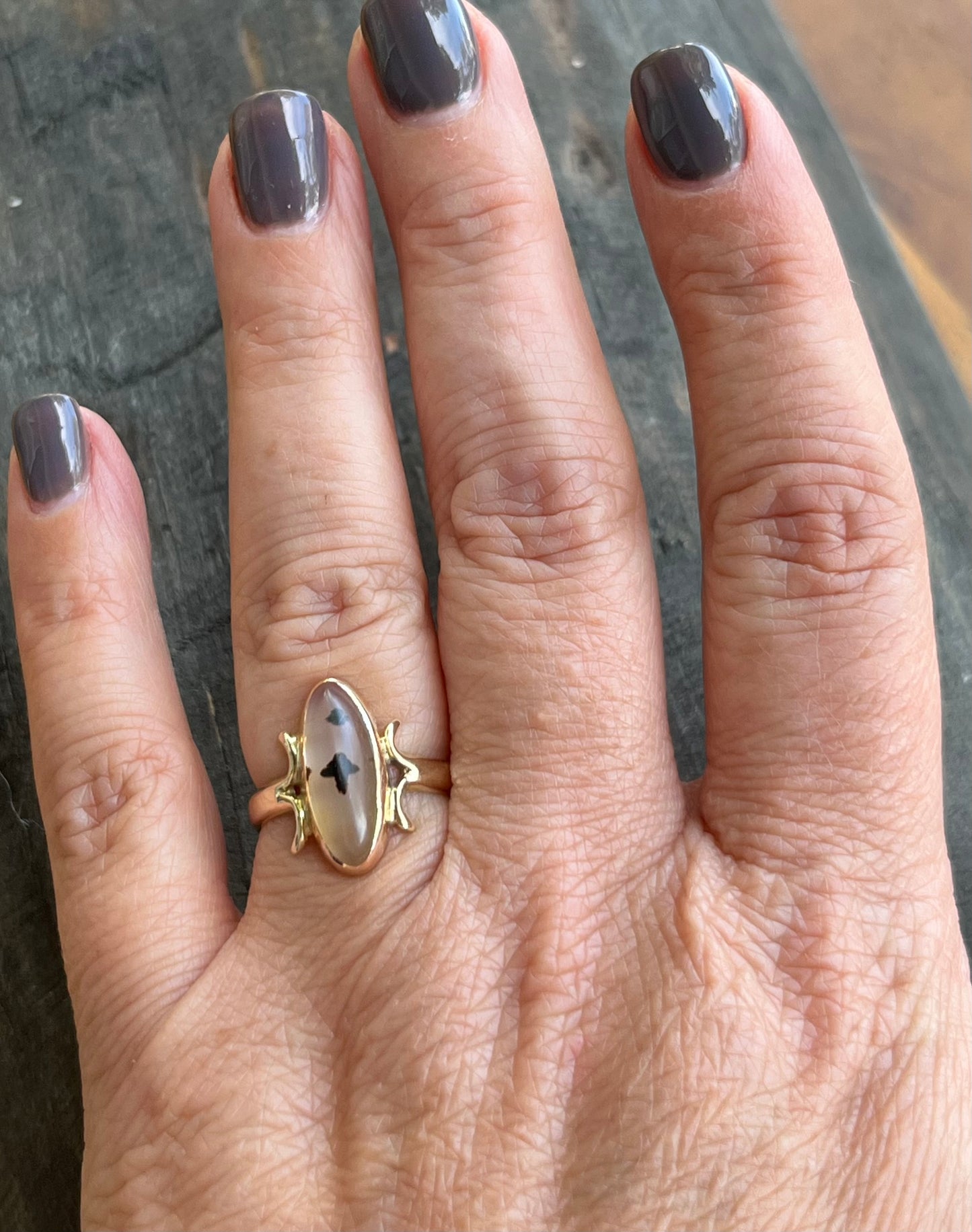 Victorian Gold Dentritic Agate Ring