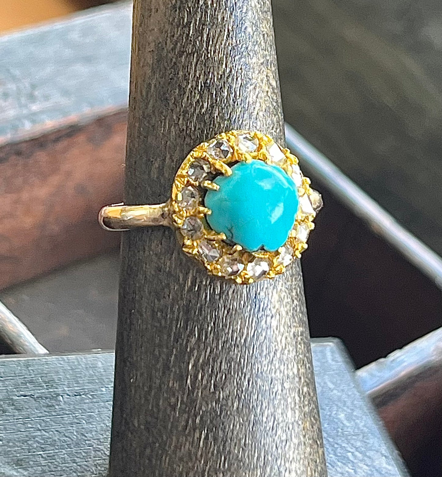 Victorian Turquoise & Diamond Gold Ring