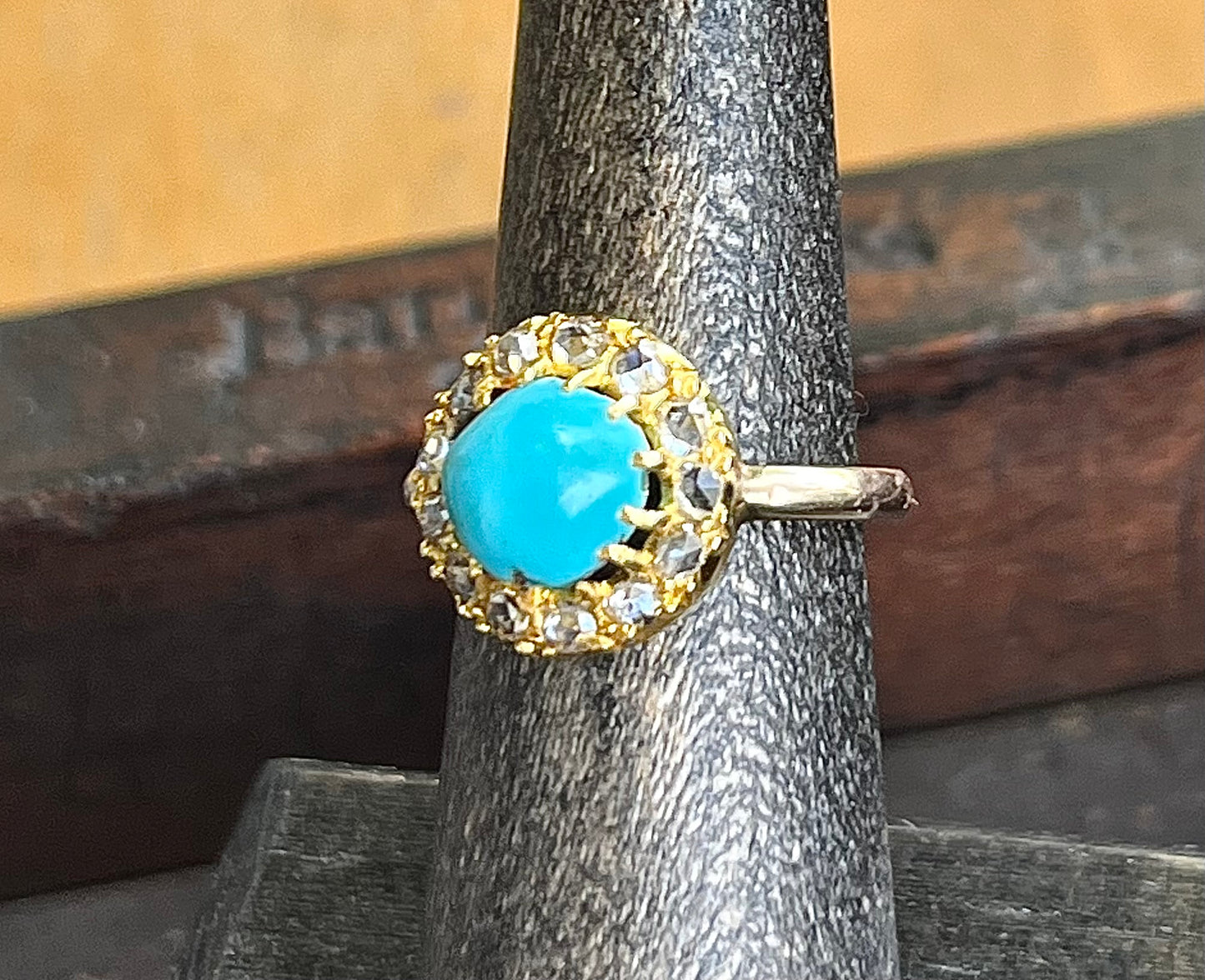 Victorian Turquoise & Diamond Gold Ring