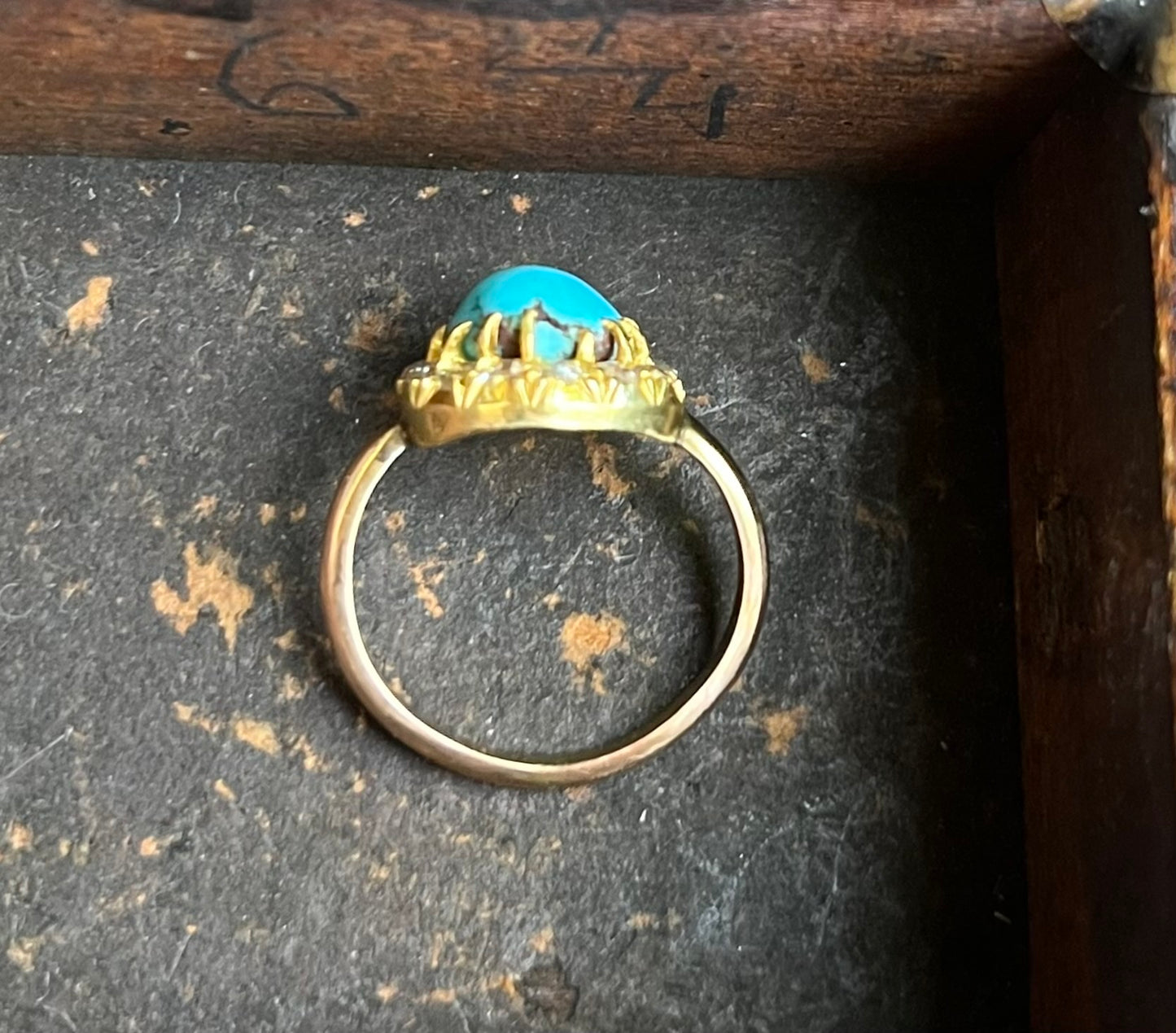 Victorian Turquoise & Diamond Gold Ring