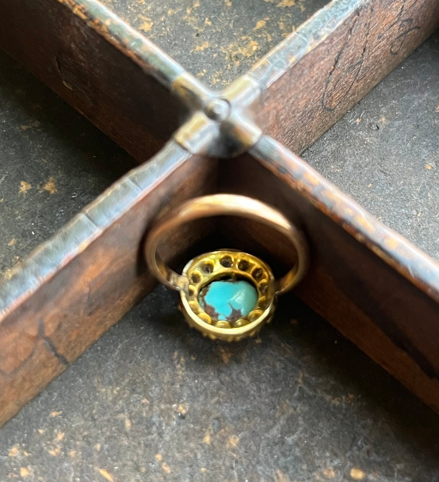 Victorian Turquoise & Diamond Gold Ring