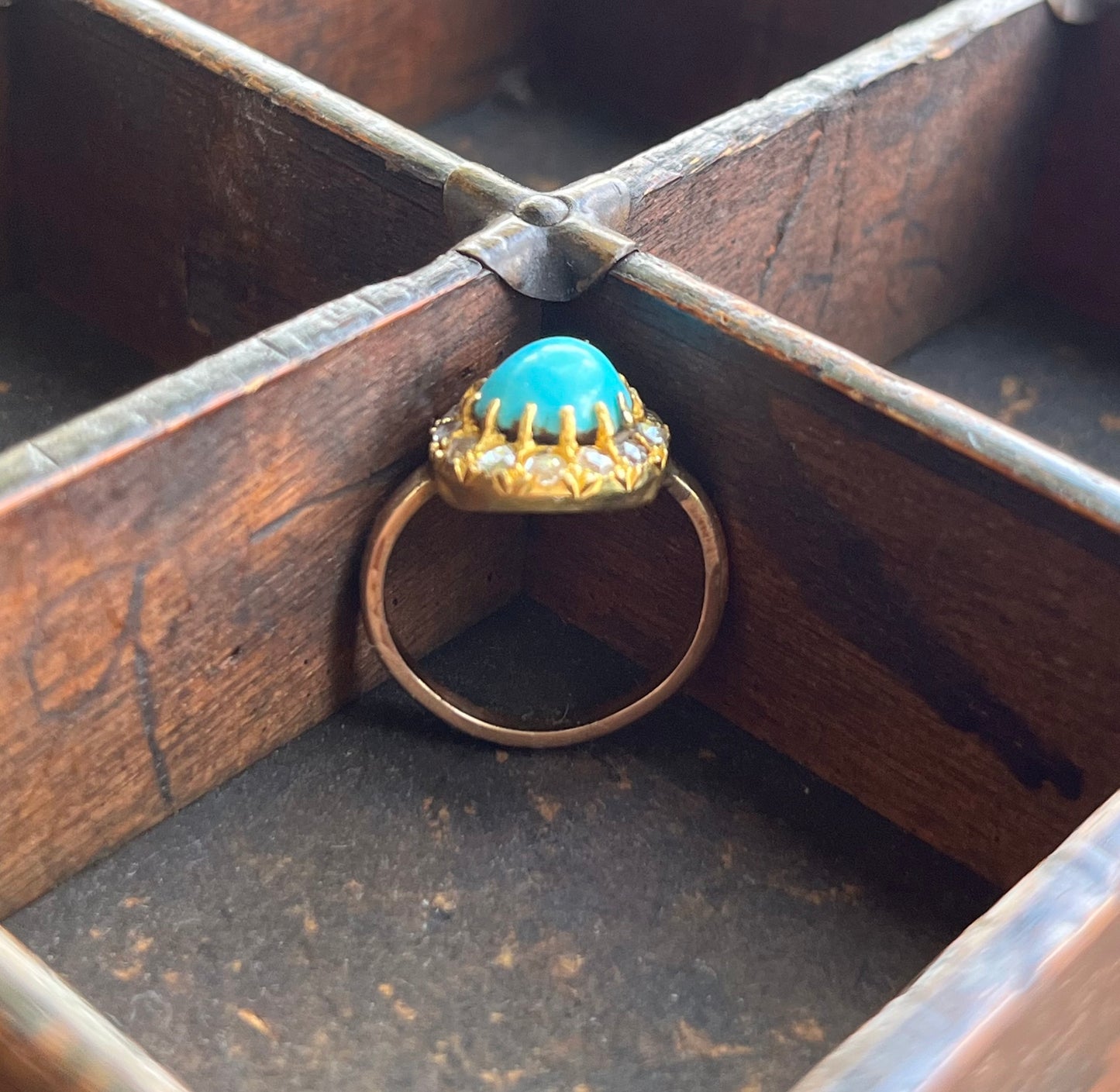 Victorian Turquoise & Diamond Gold Ring