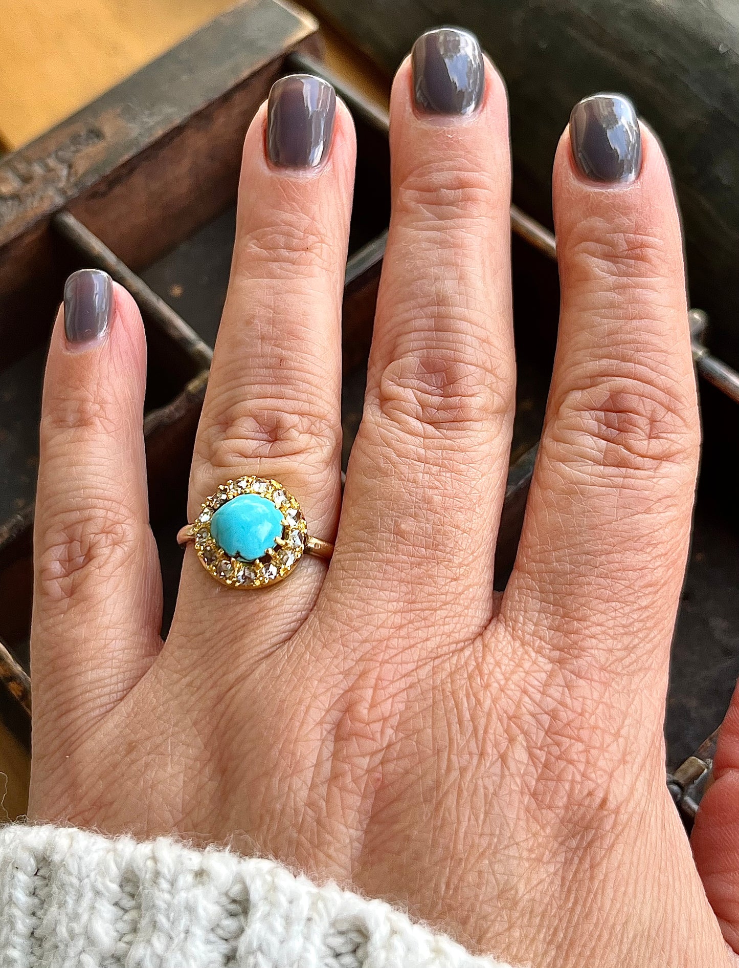 Victorian Turquoise & Diamond Gold Ring