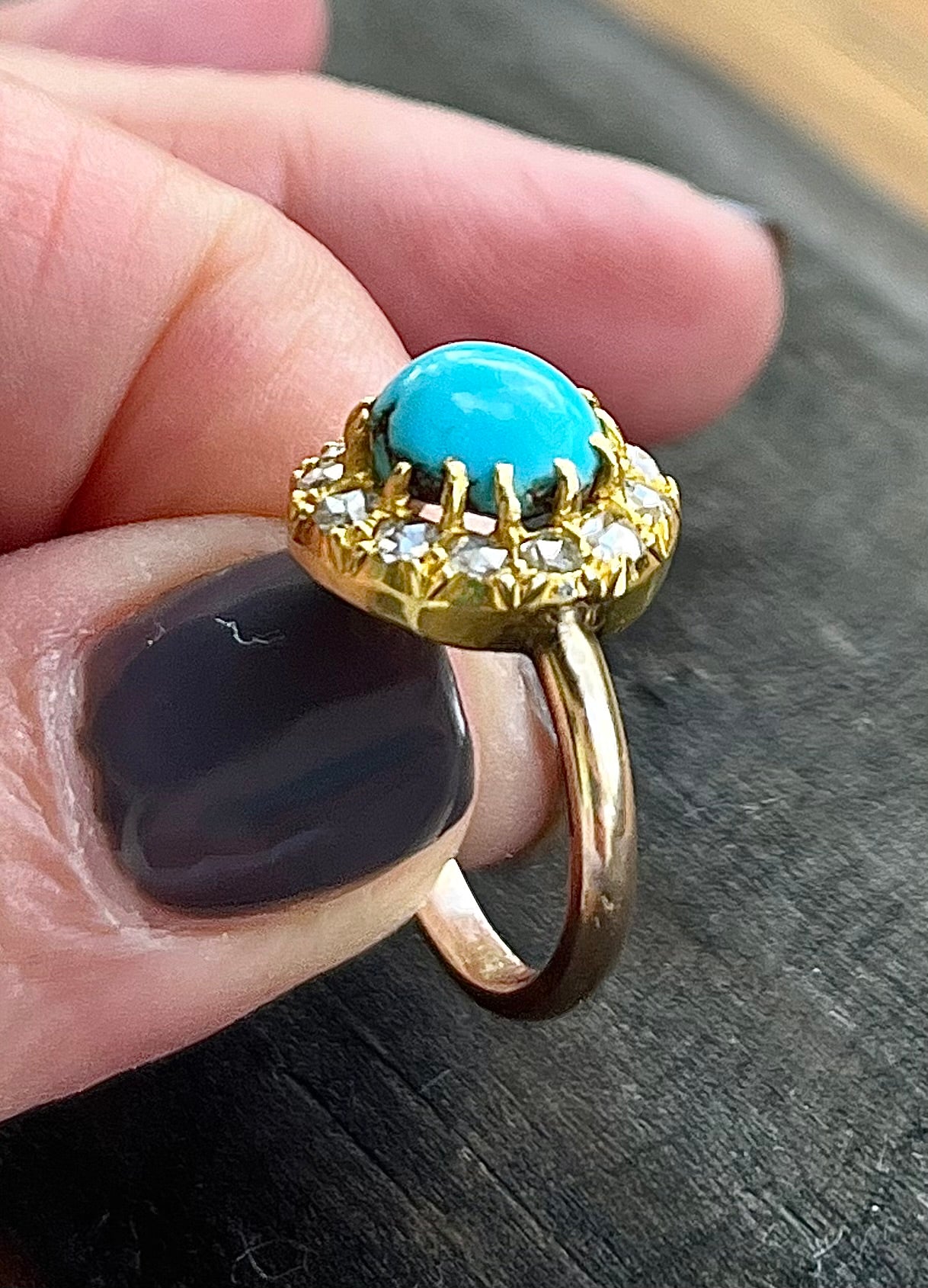 Victorian Turquoise & Diamond Gold Ring