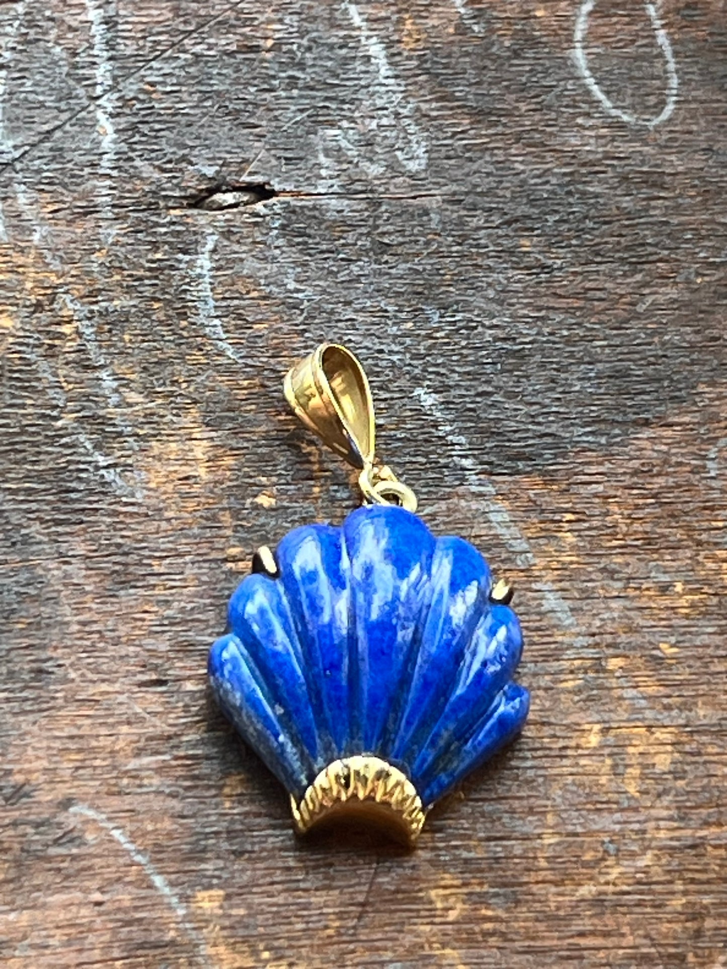 Lapis Shell Gold Pendant