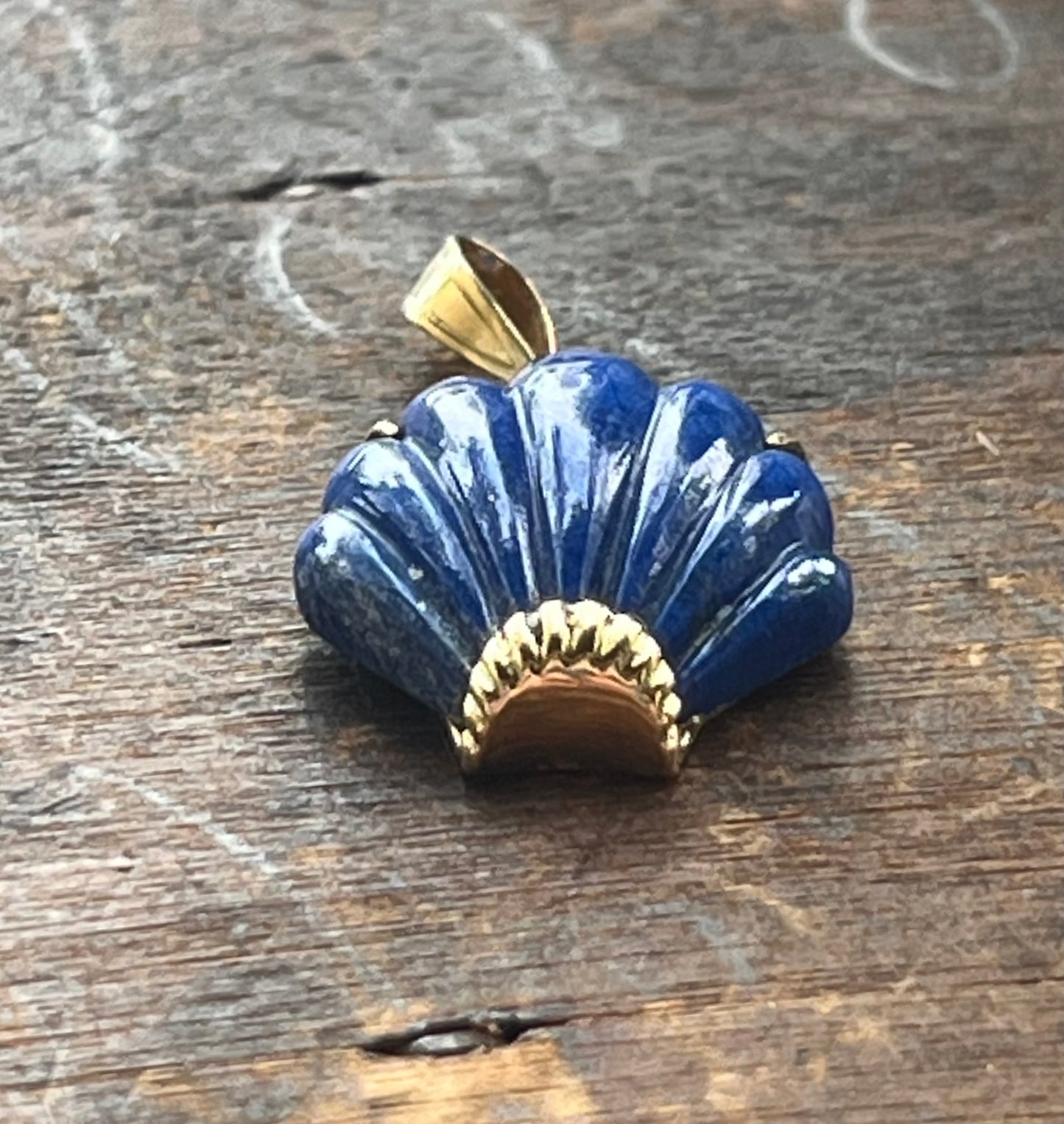 Lapis Shell Gold Pendant