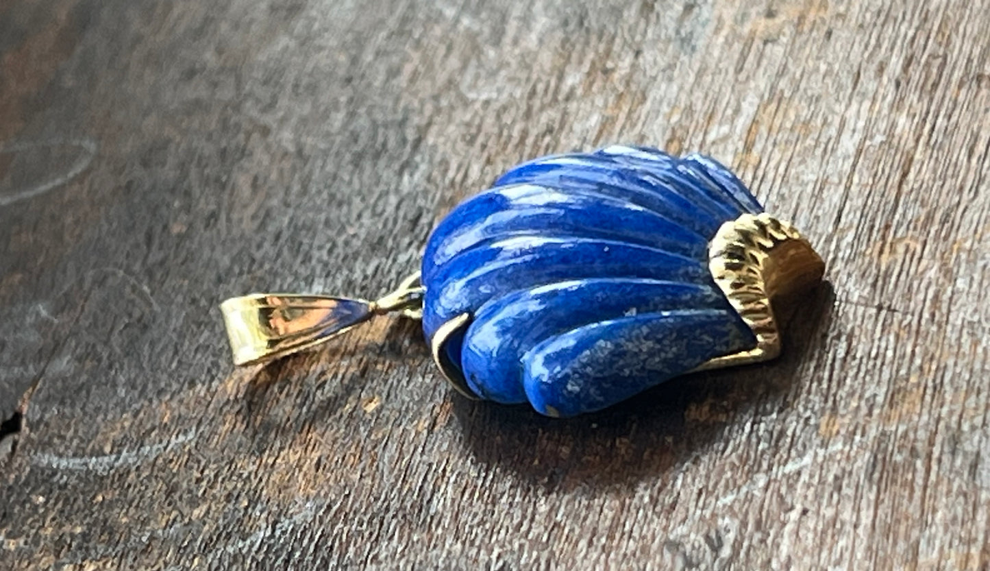Lapis Shell Gold Pendant
