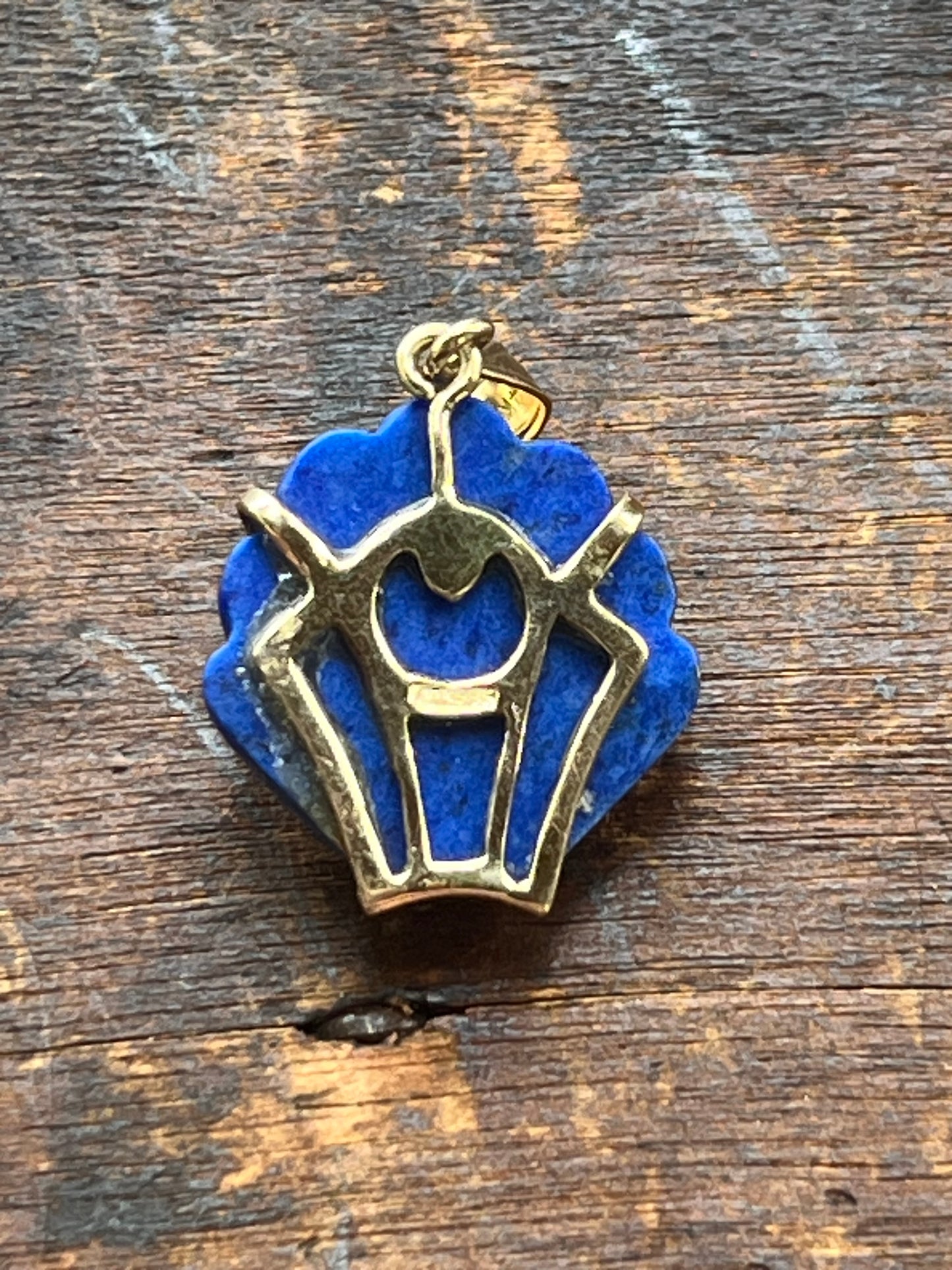 Lapis Shell Gold Pendant