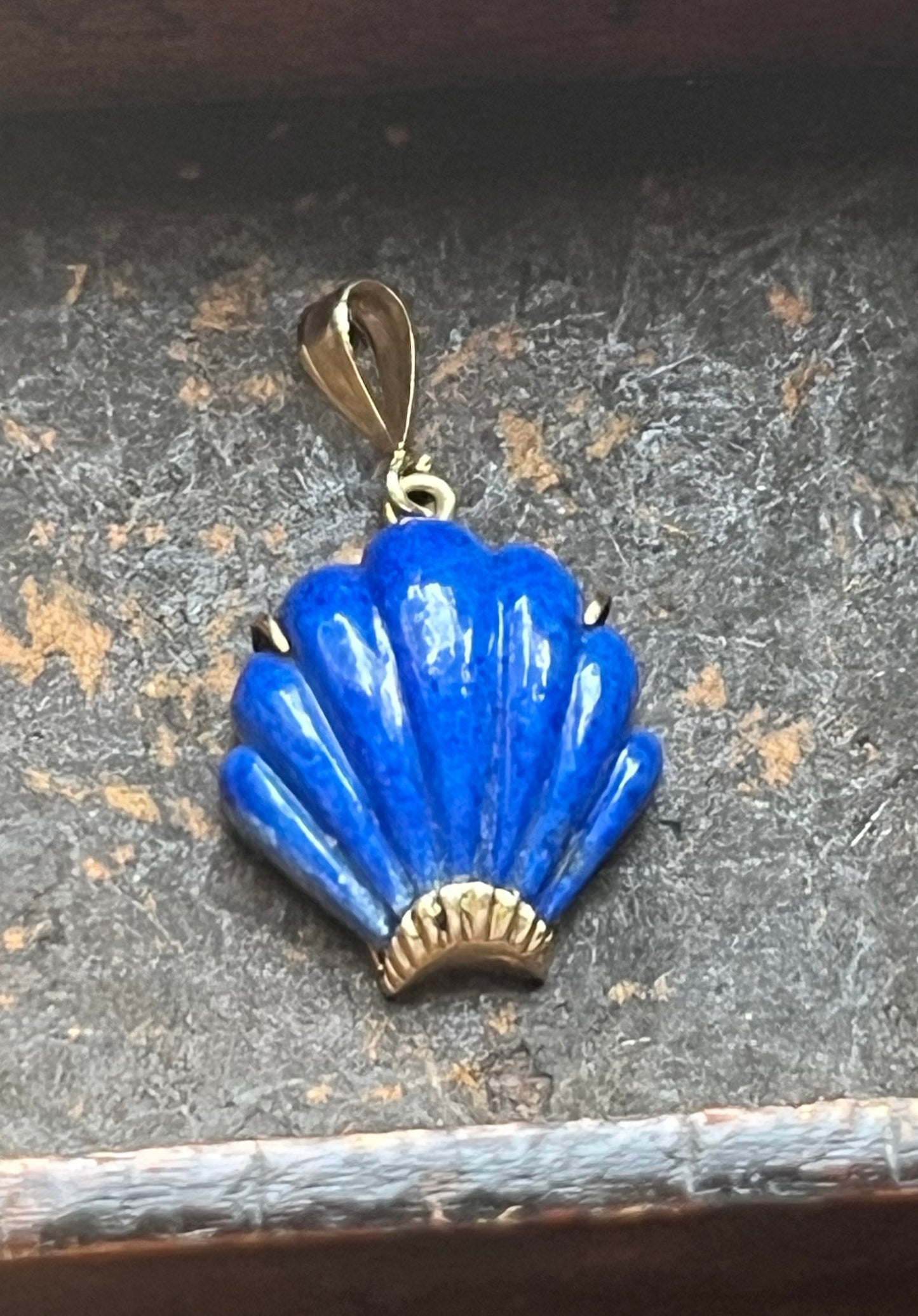 Lapis Shell Gold Pendant