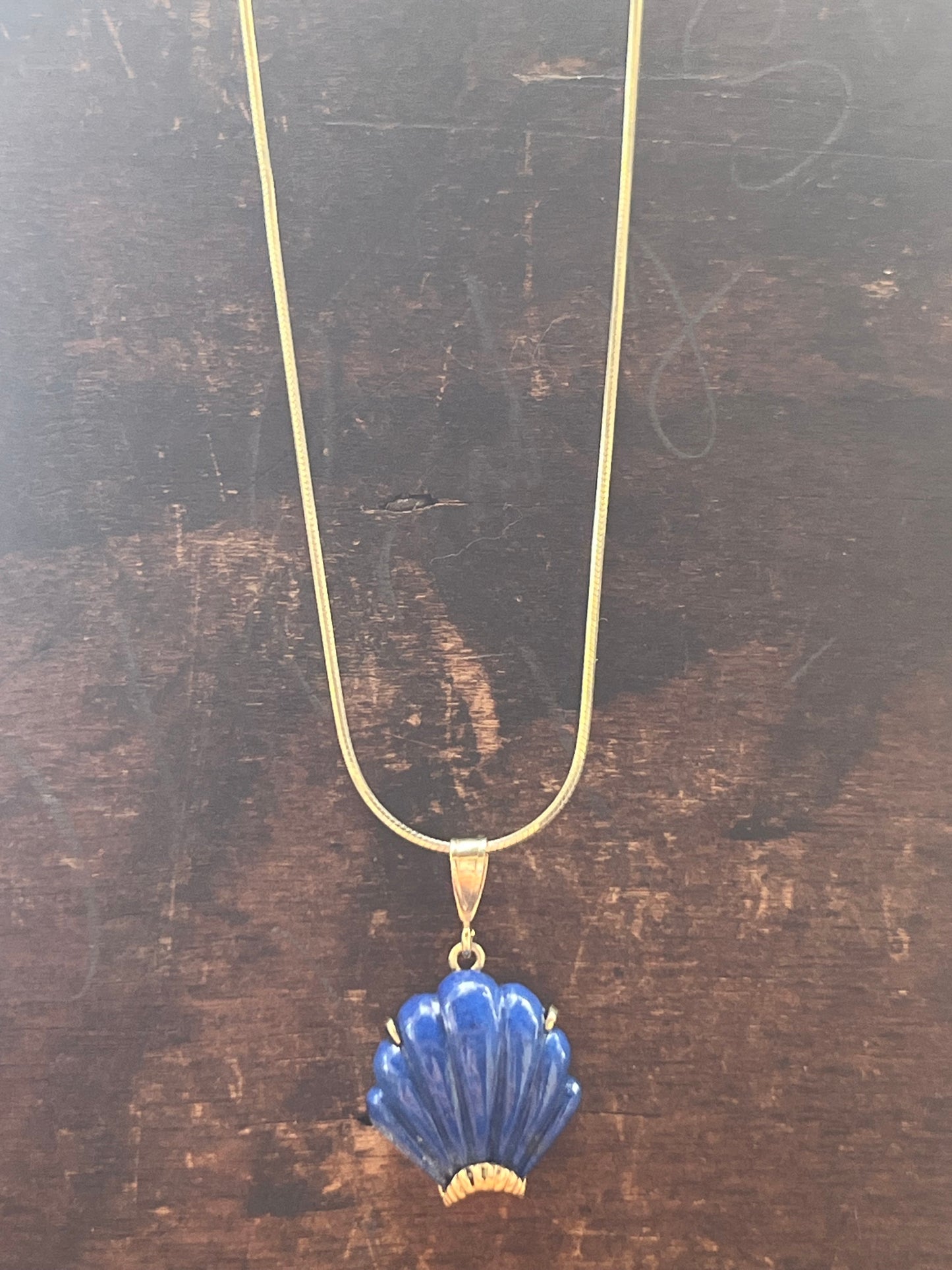 Lapis Shell Gold Pendant