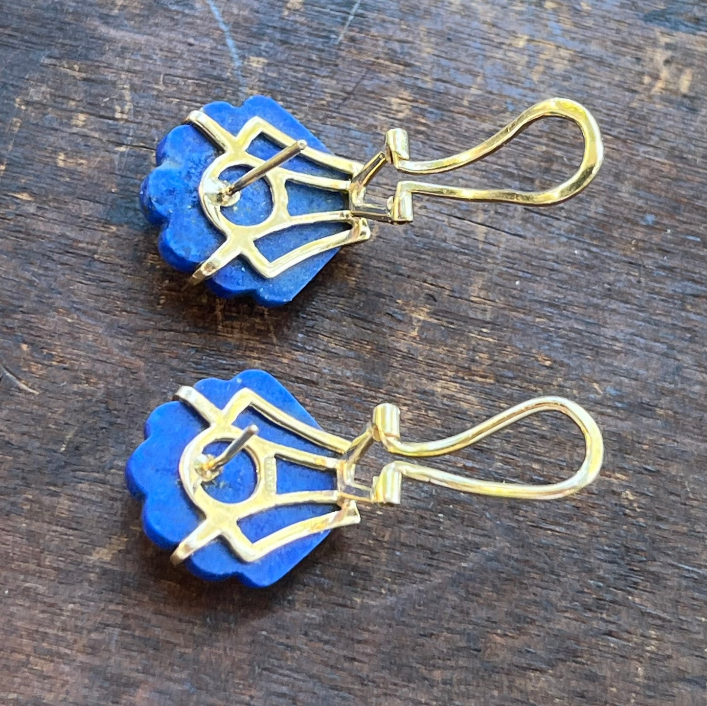 Lapis Lazuli Gold Shell Earrings