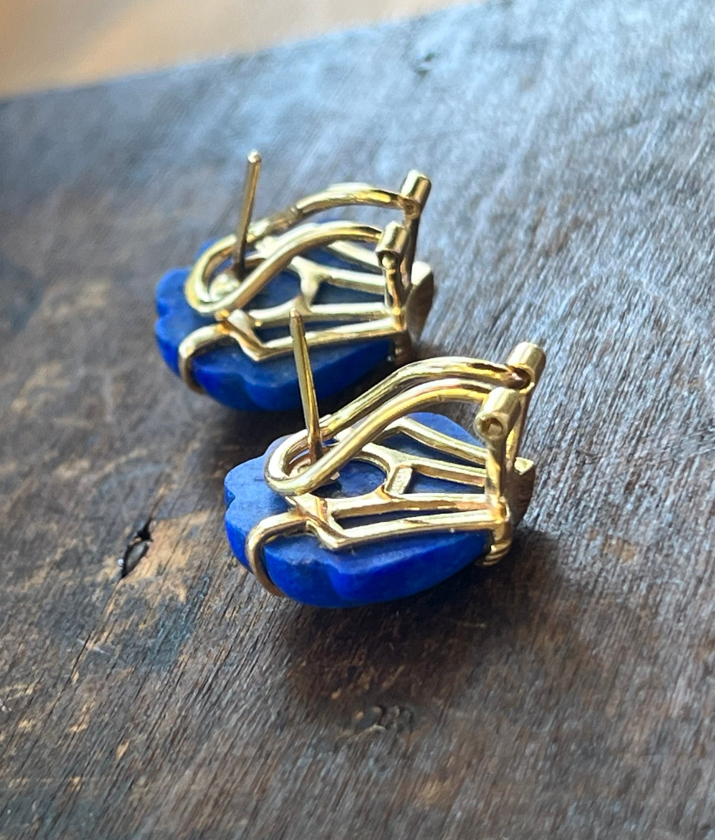 Lapis Lazuli Gold Shell Earrings