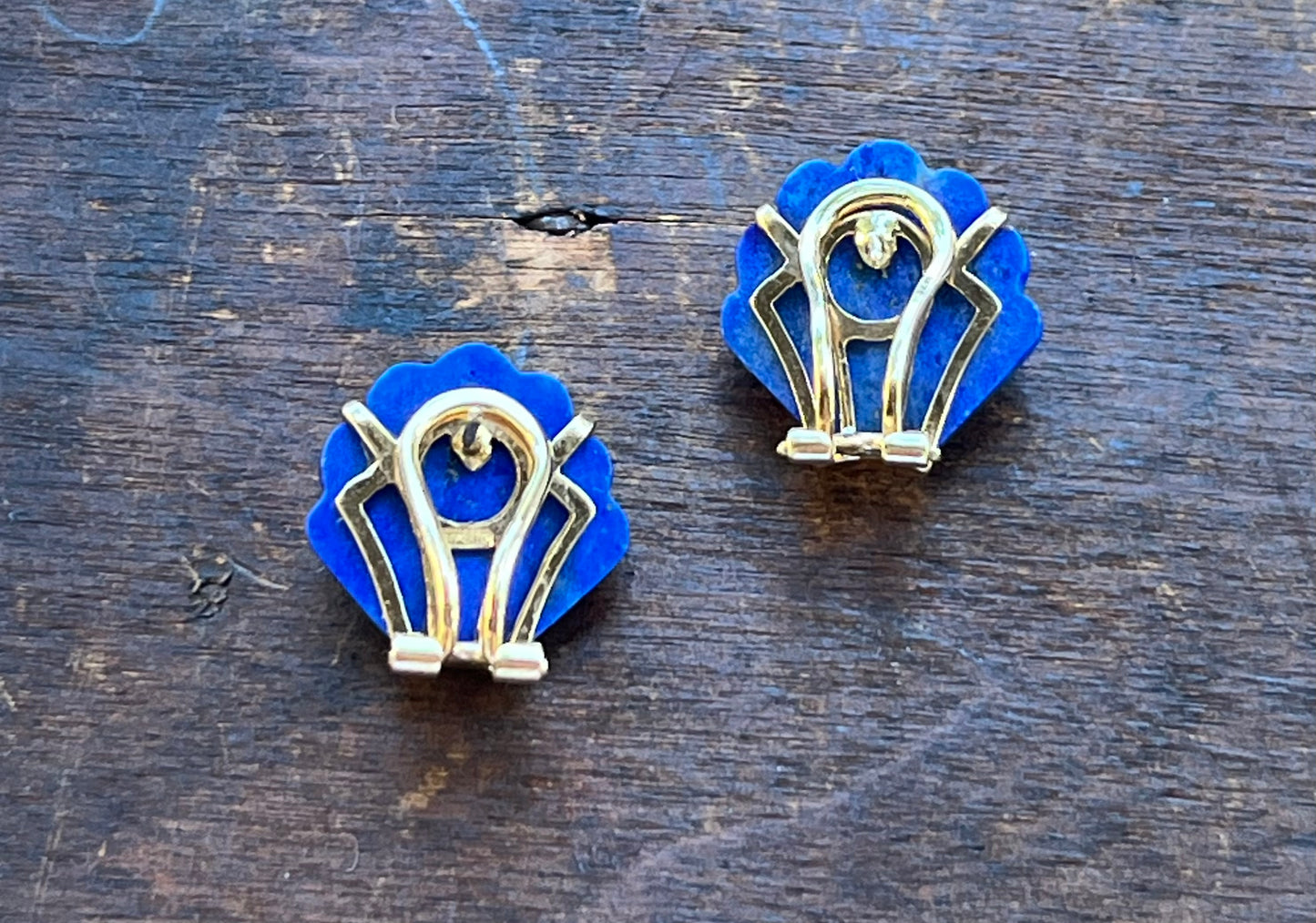Lapis Lazuli Gold Shell Earrings