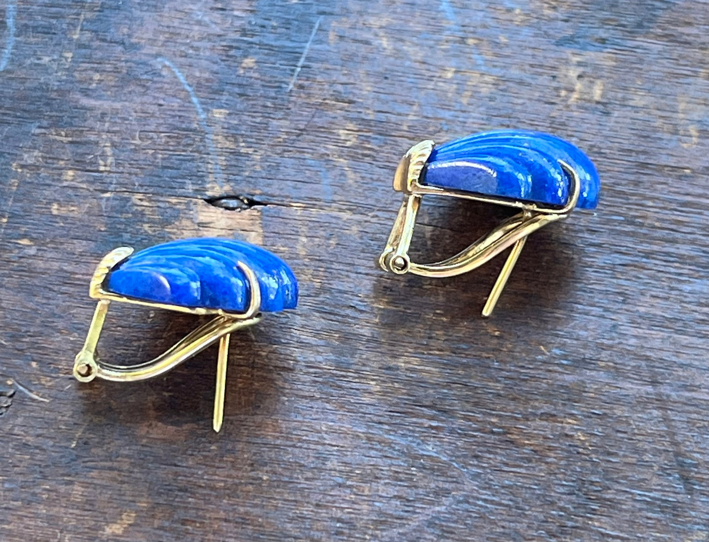 Lapis Lazuli Gold Shell Earrings
